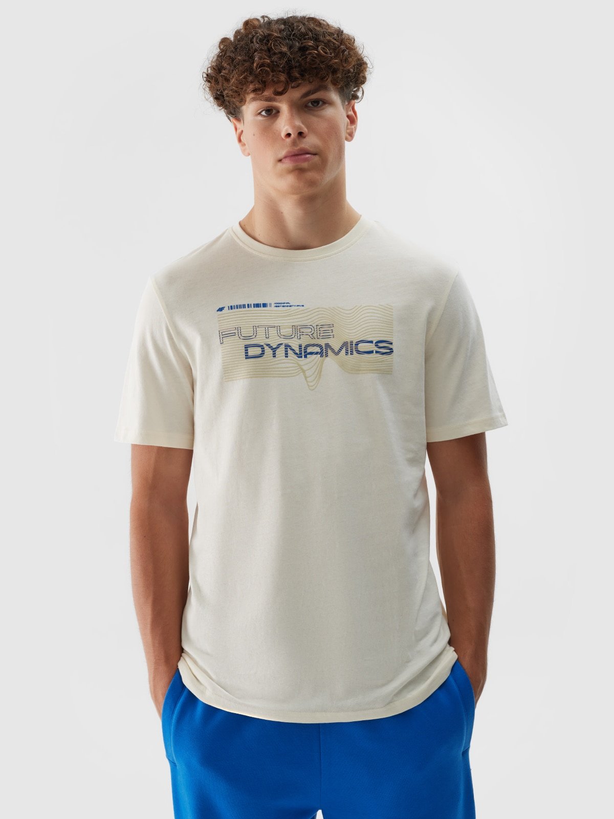 4F T-shirt regular z nadrukiem męski - biały XXL