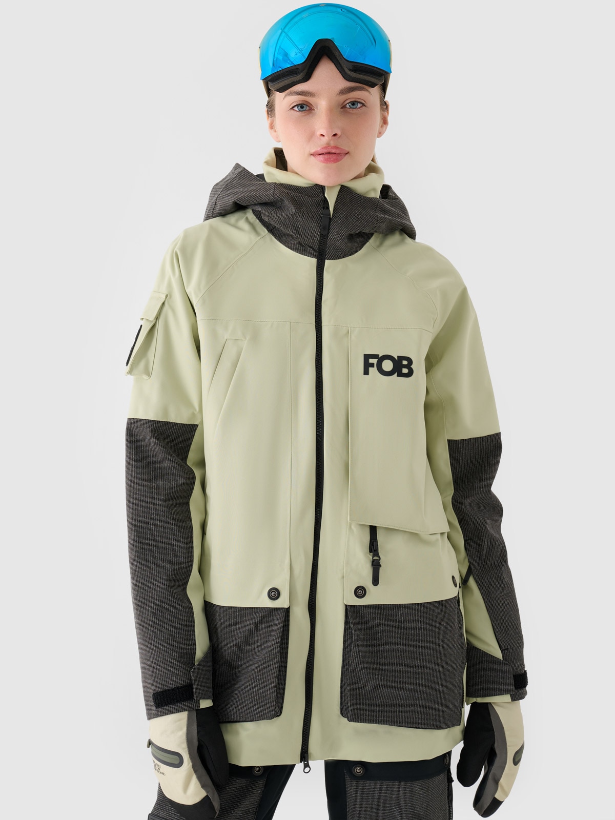 4F Kurtka snowboardowa membrana 10000 damska - oliwkowa/khaki XXL
