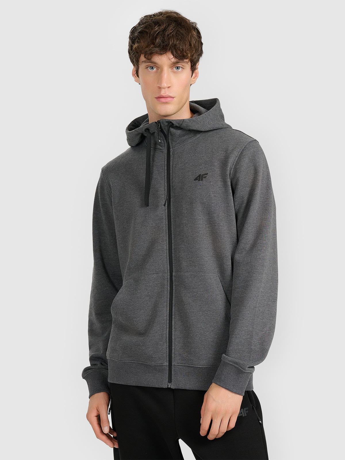 4F Bluza dresowa rozpinana z kapturem męska - szara 3XL