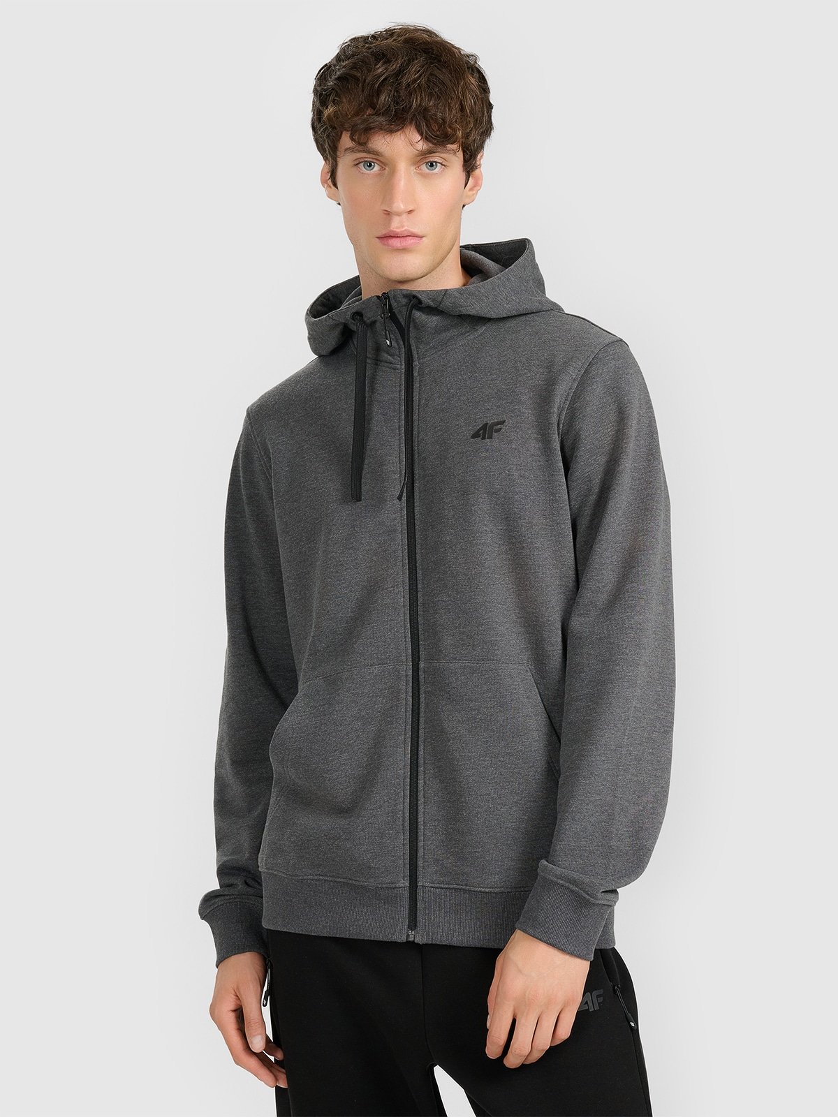 4F Bluza dresowa rozpinana z kapturem męska - szara 3XL
