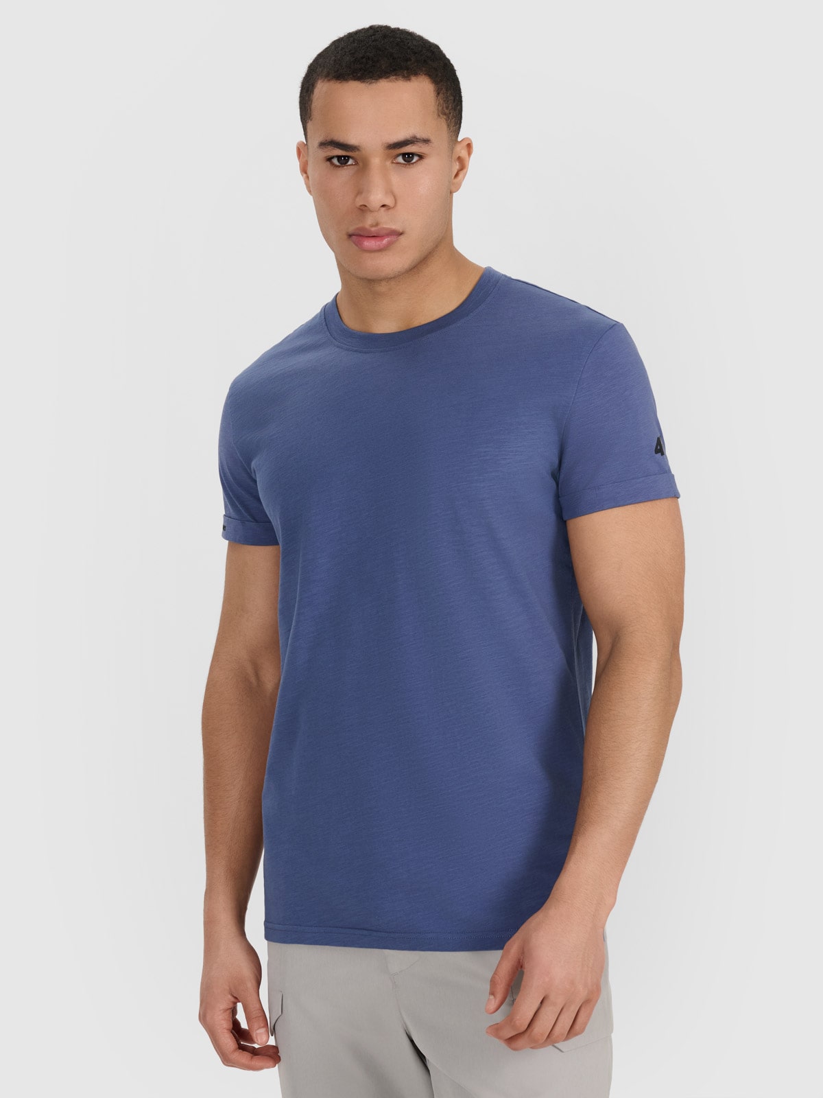 4F T-shirt regular gładki męski - granatowy XXL