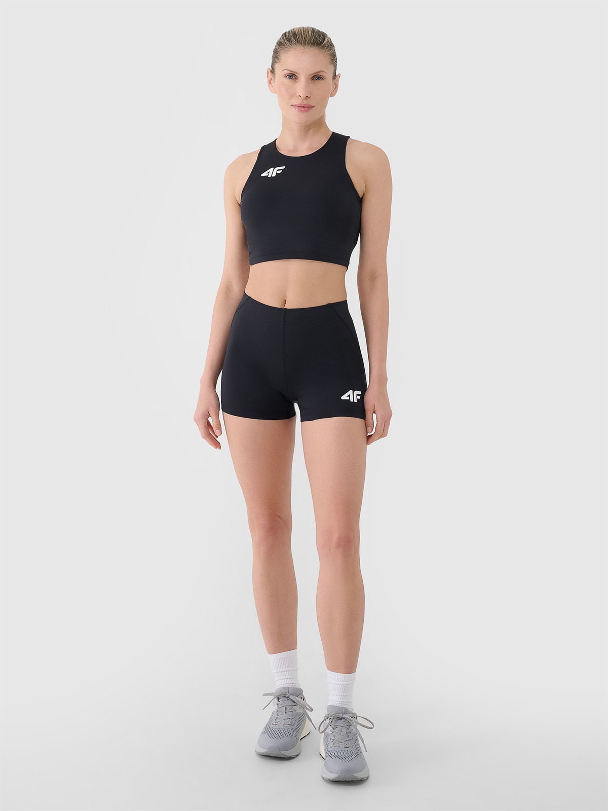 4F Legginsy krótkie treningowe damskie - czarne XL