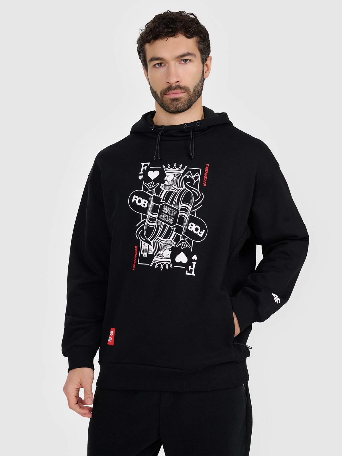 4F Bluza dresowa nierozpinana z kapturem męska - czarna L