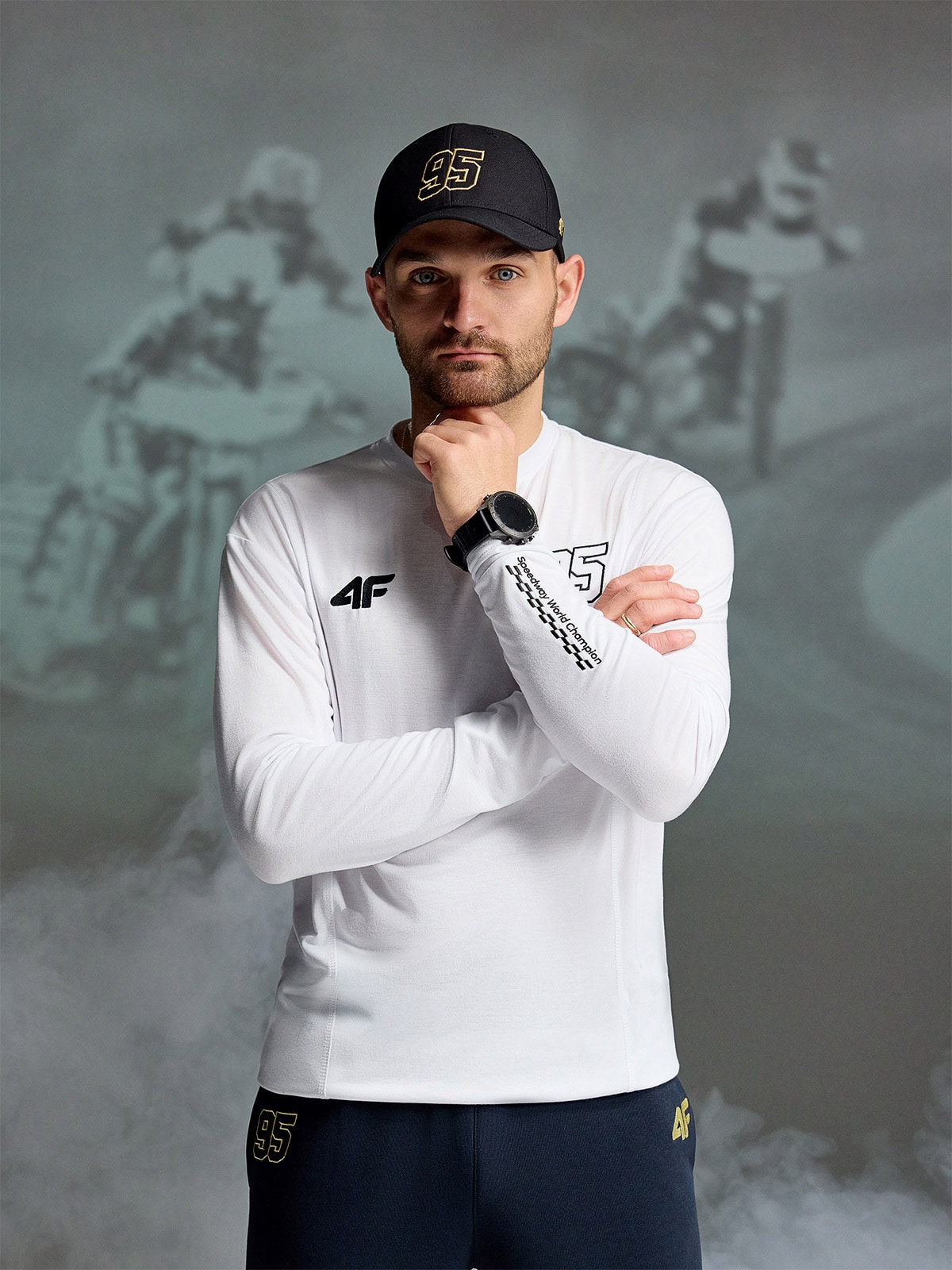 4F Longsleeve regular męski 4F x Bartosz Zmarzlik - biały S