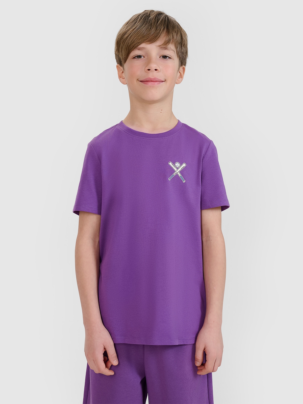 4F T-shirt regular z nadrukiem chłopięcy - fioletowy 158 (12-13 lat)