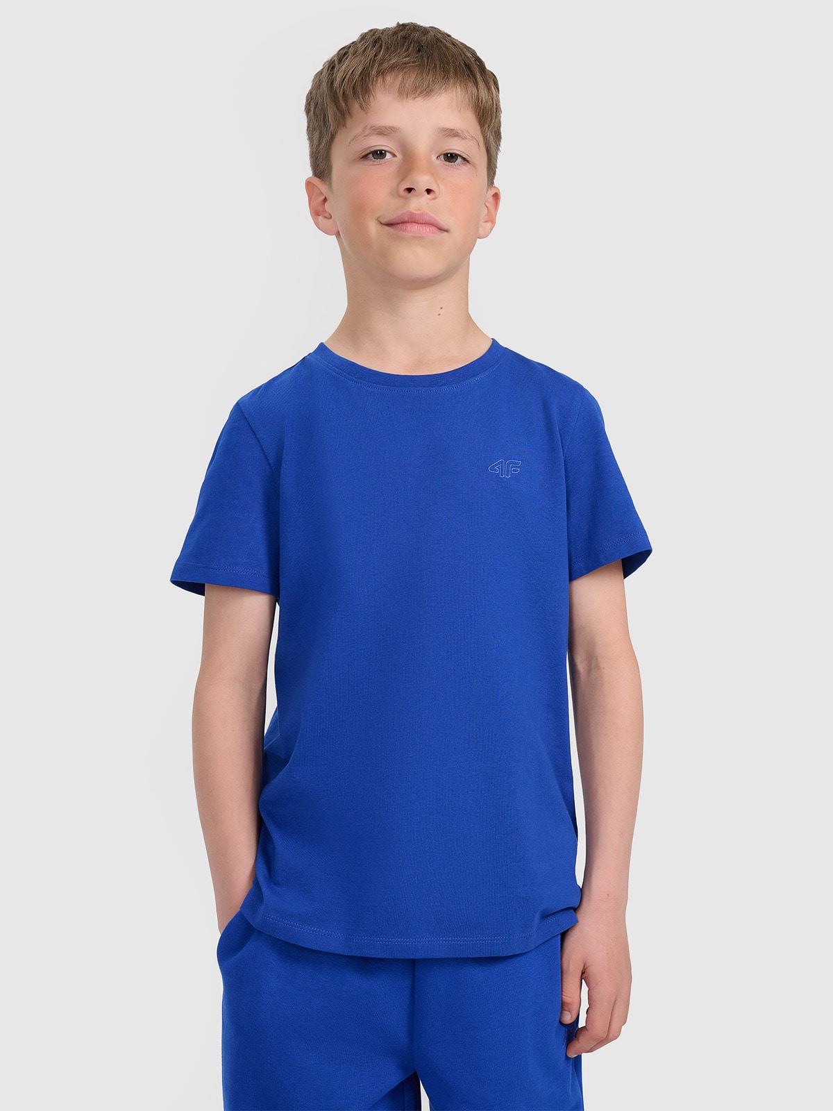 4F T-shirt regular gładki chłopięcy - niebieski 158 (12-13 lat)