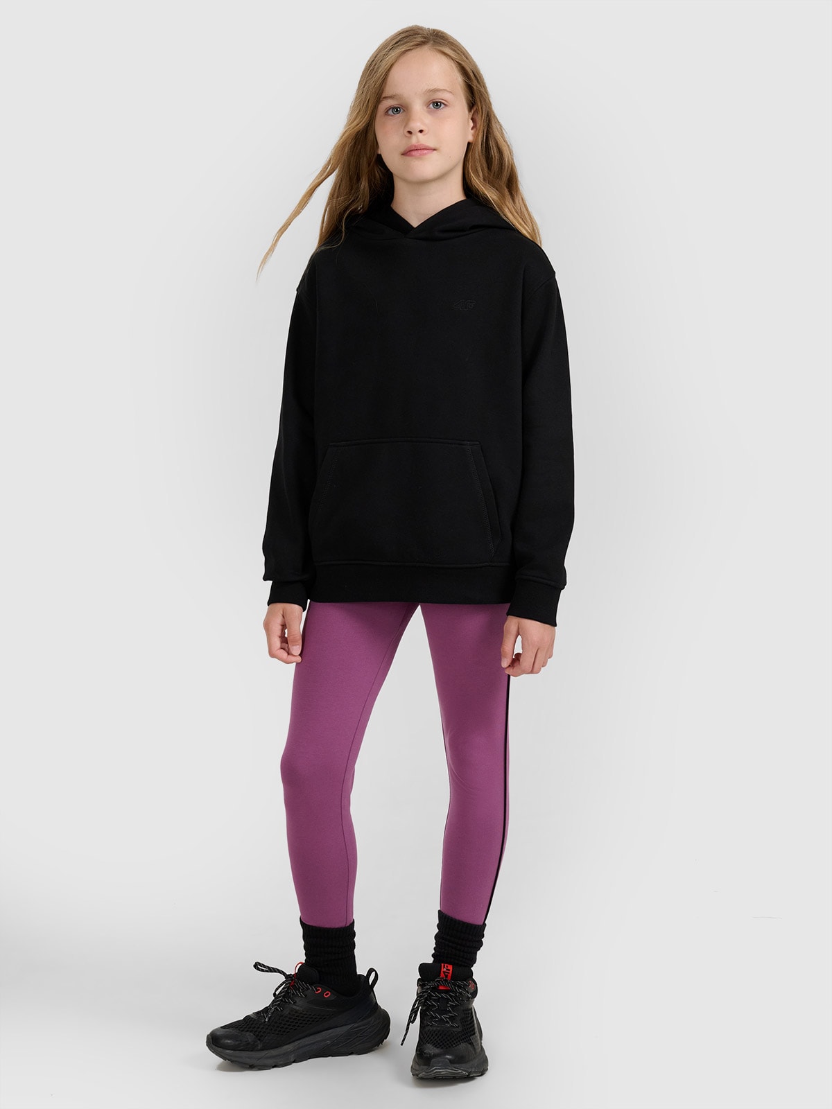 4F Legginsy dzianinowe dziewczęce - fioletowe 152 (11-12 lat)