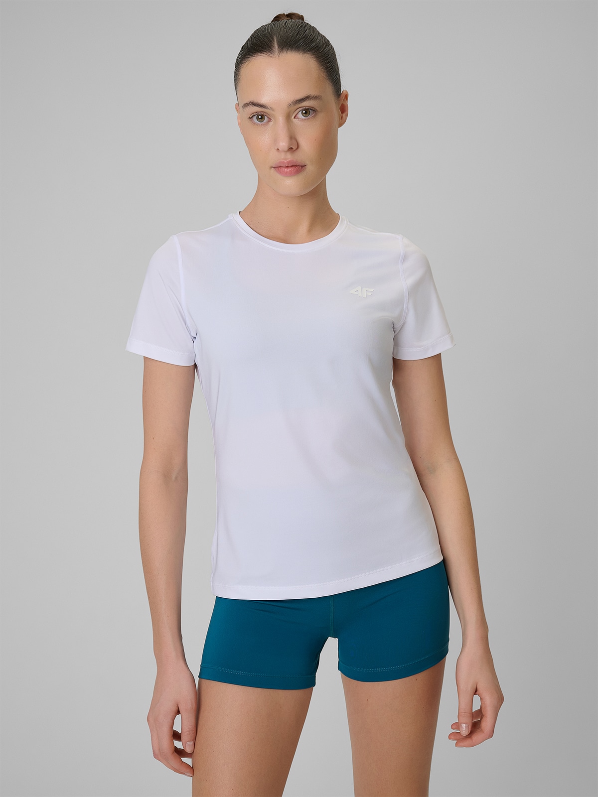 4F Koszulka treningowa regular szybkoschnąca damska - biała L