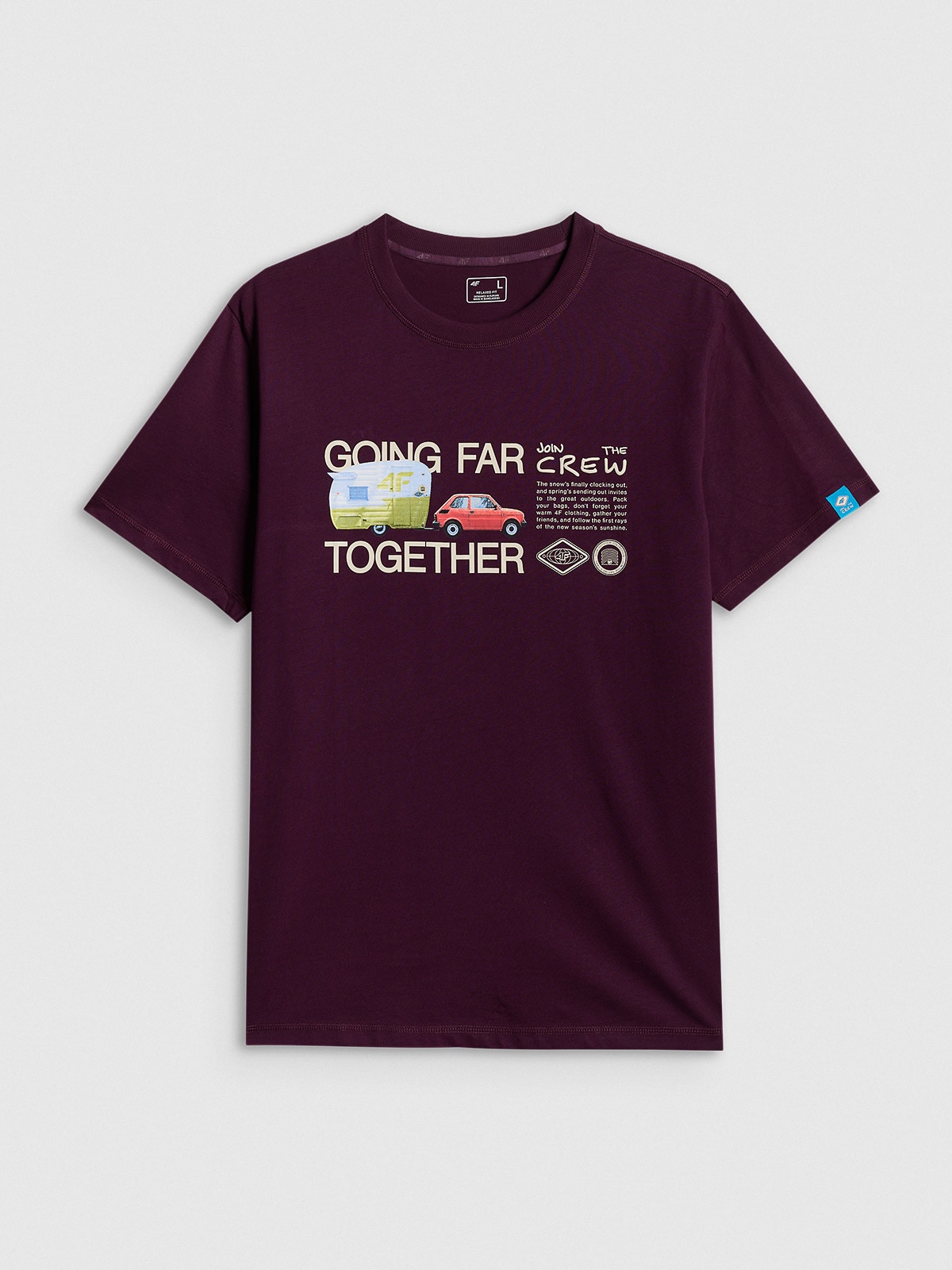 4F T-shirt regular z nadrukiem męski - fioletowy M