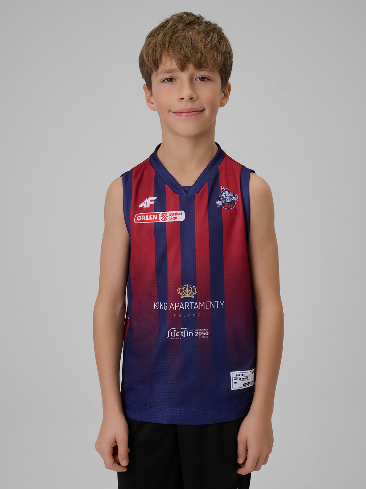 4F Koszulka meczowa replika wyjazdowa z sezonu 2025/26 dziecięca 4F x King Szczecin - granatowa 110/116