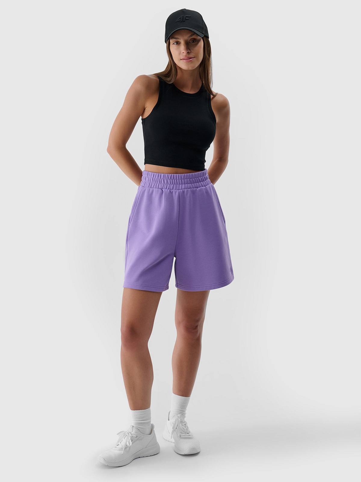 4F Spodenki dresowe damskie - fioletowe XXL