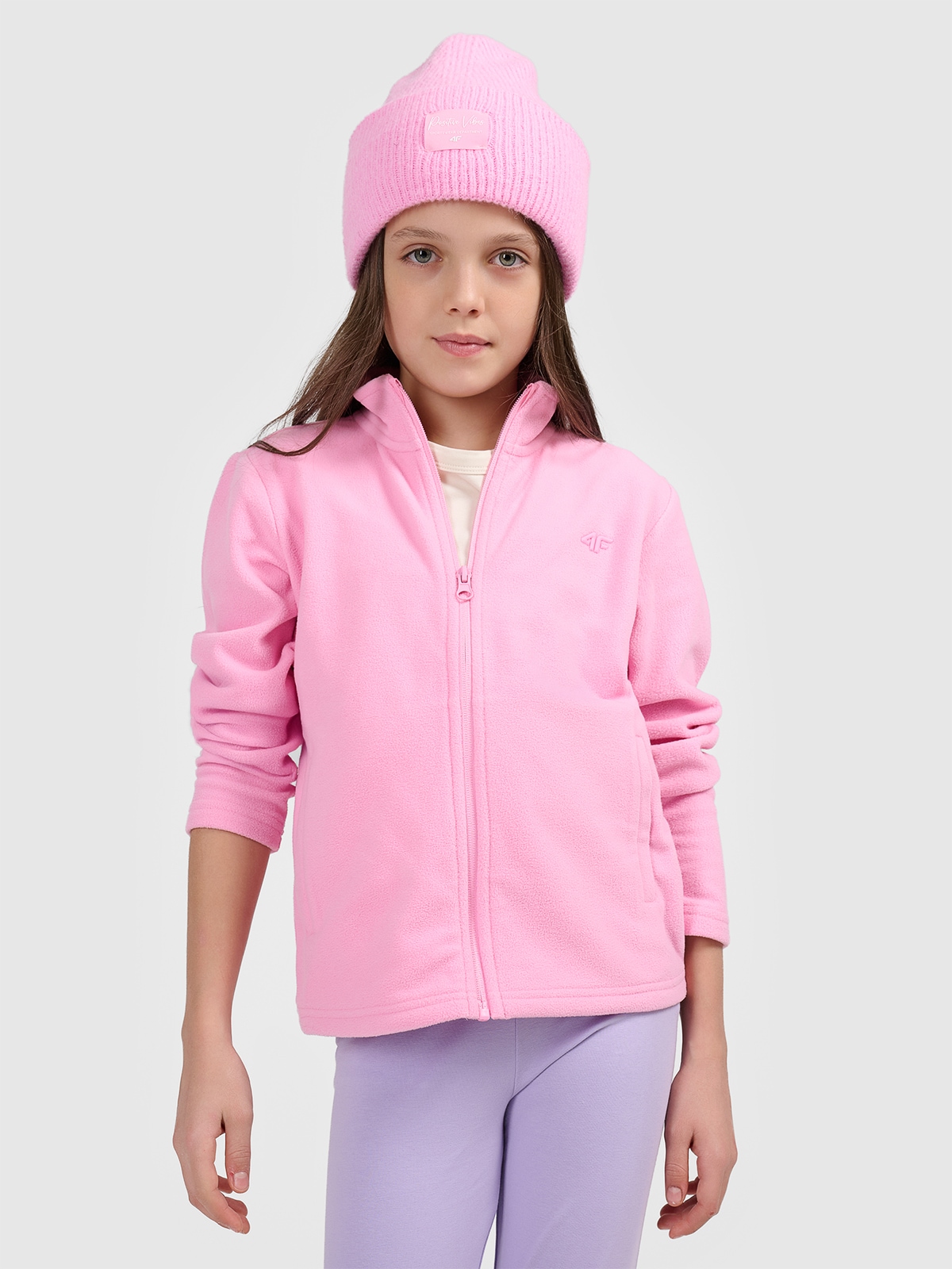 4F Polar regular bez kaptura dziewczęcy - różowy 122 (6-7 lat)