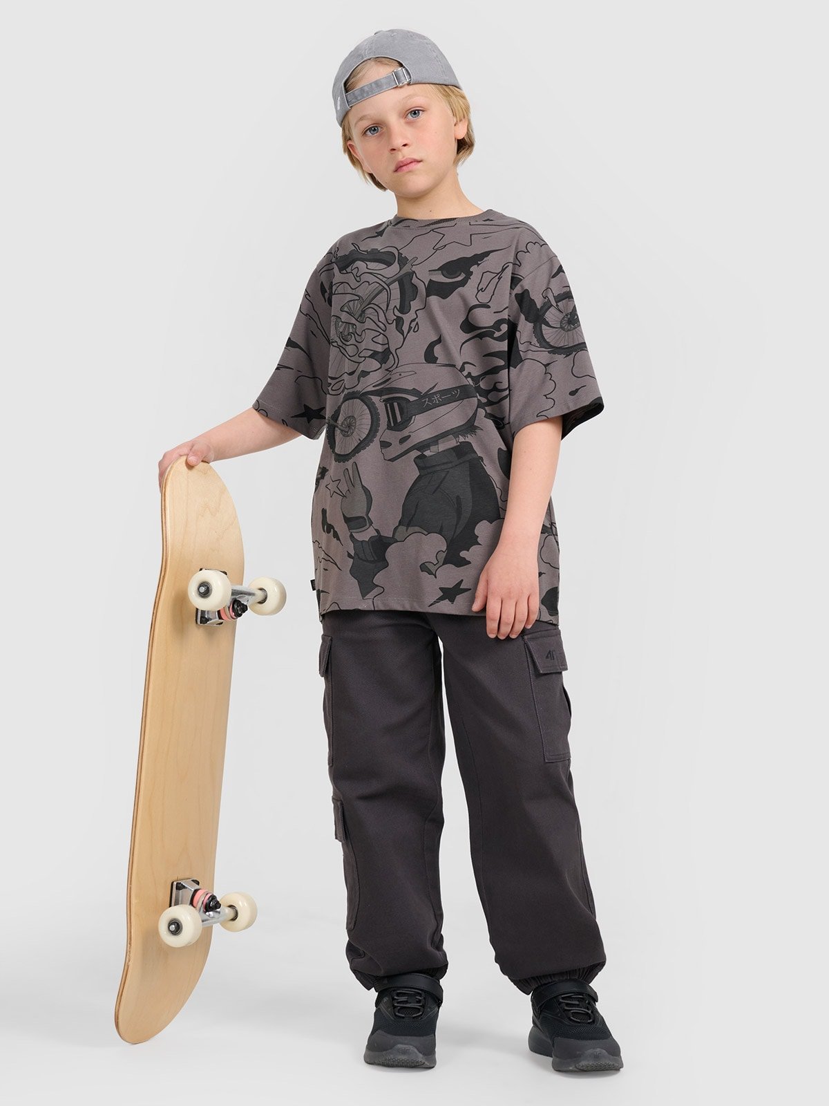 4F Spodnie casual cargo chłopięce - szare 164 (13-14 lat)