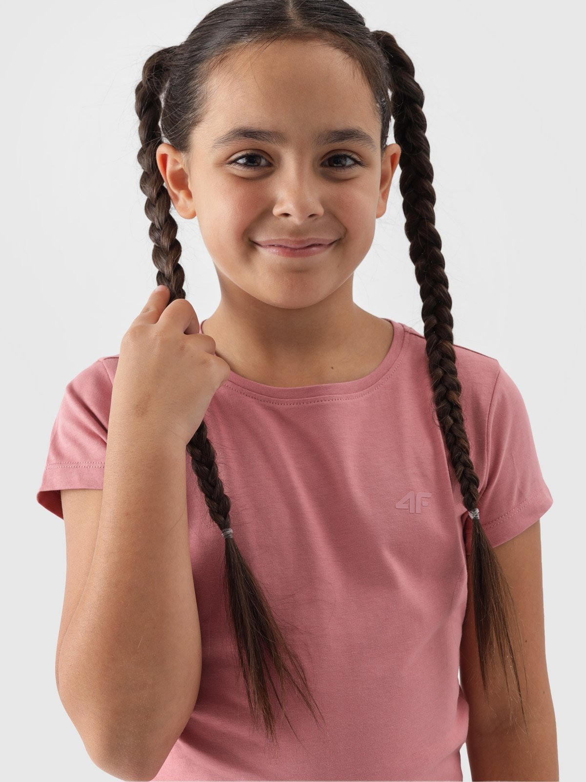 4F T-shirt gładki dziewczęcy - jasny róż 158 (12-13 lat)