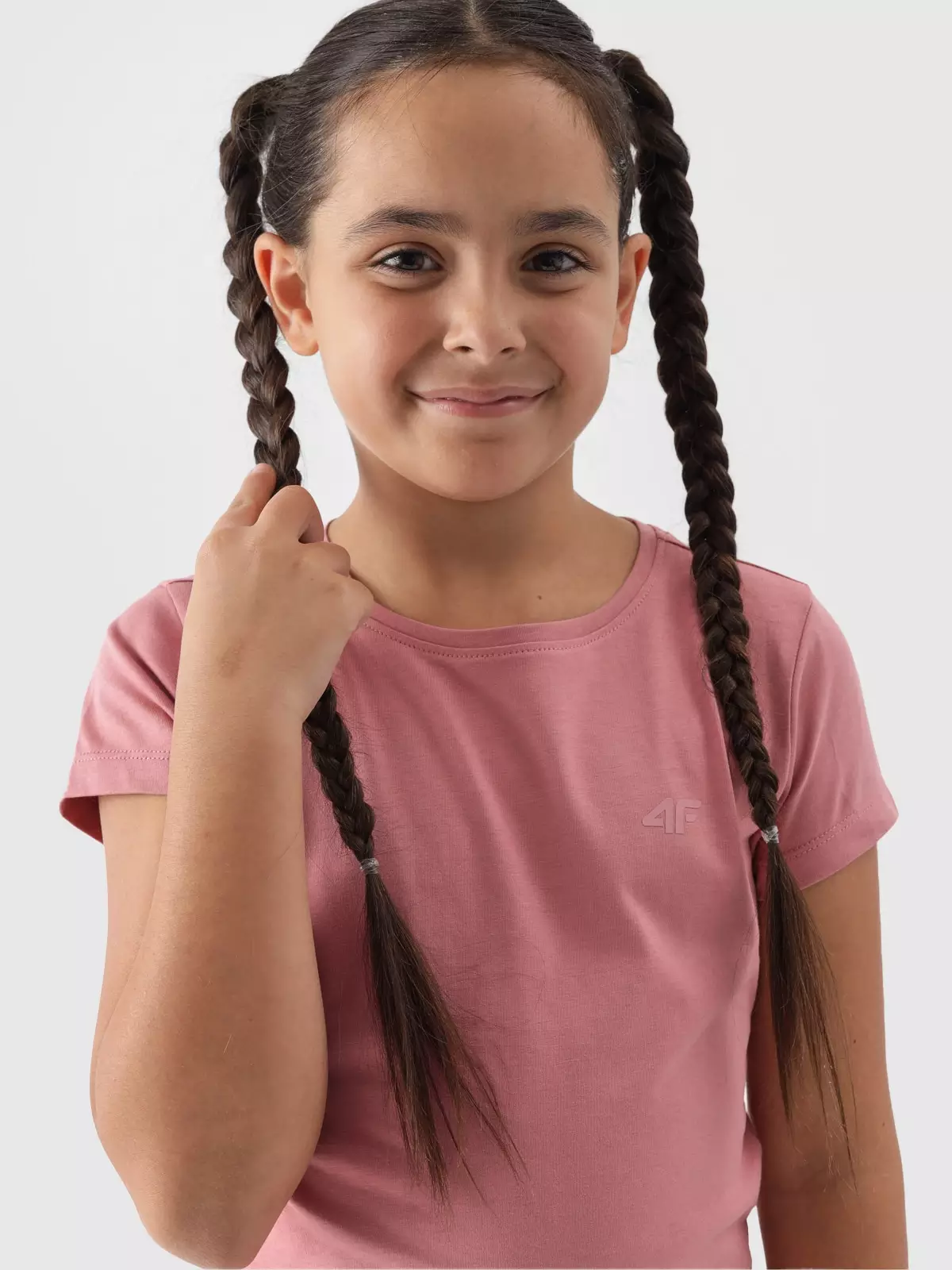 4F T-shirt gładki dziewczęcy - jasny róż 158 (12-13 lat)