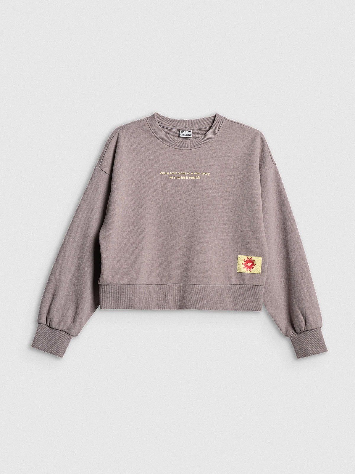 4F Bluza dresowa loose bez kaptura dziewczęca - beżowa 158/164 (12-14 lat)