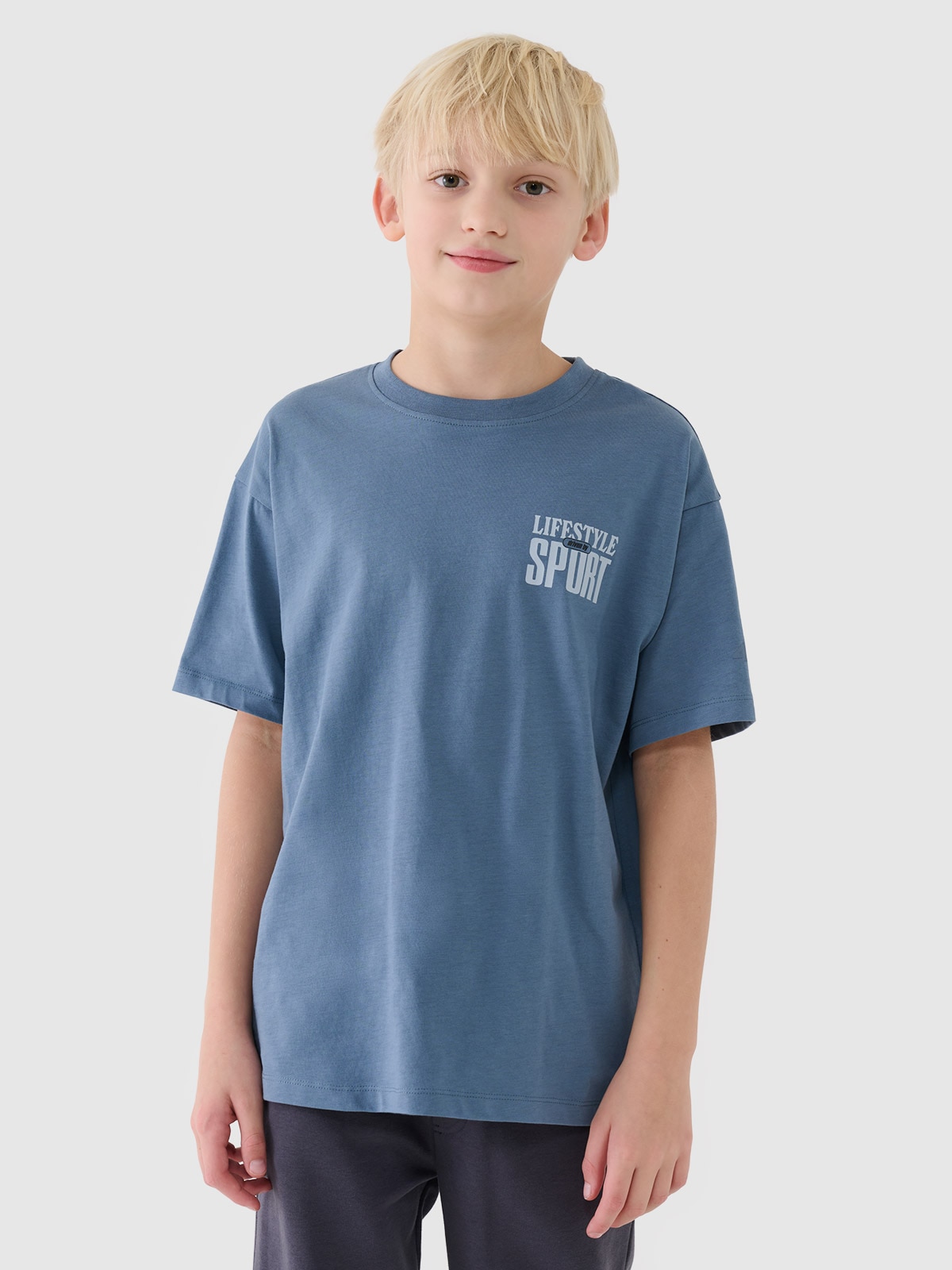 4F T-shirt regular z nadrukiem chłopięcy - granatowy 146 (10-11 lat)