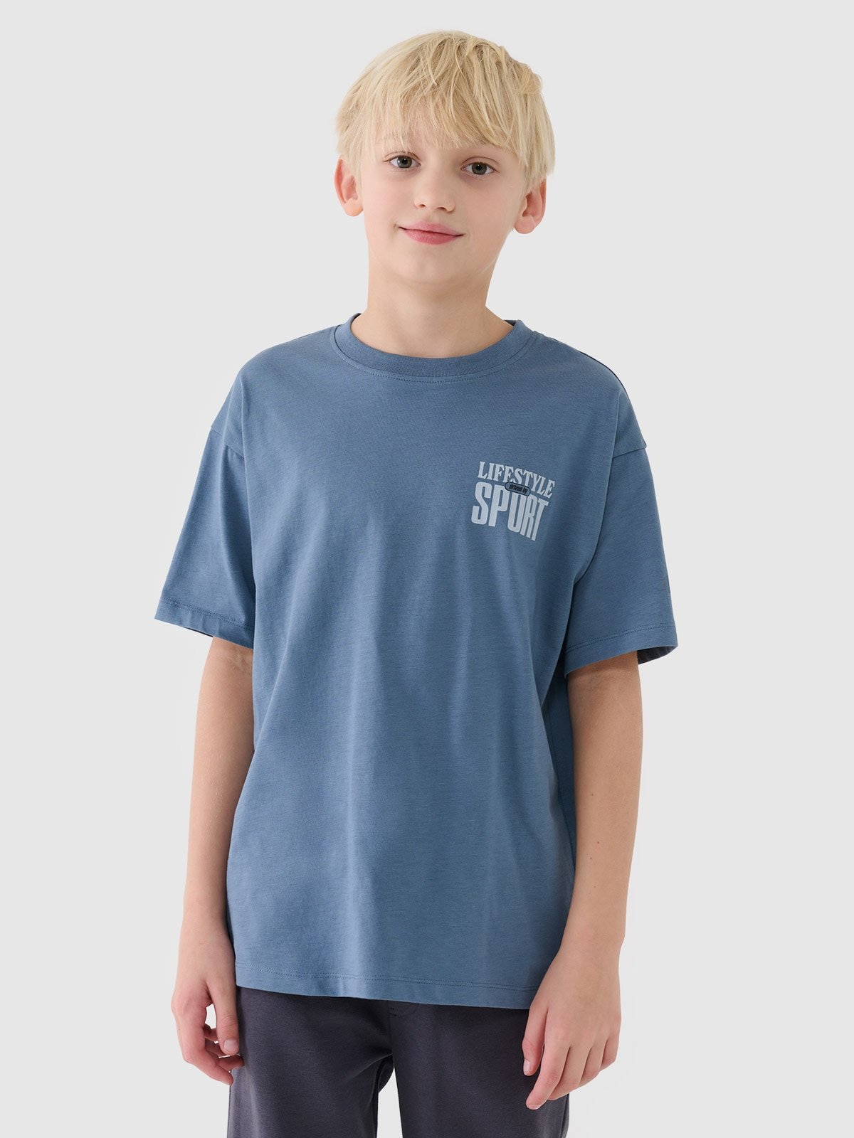 4F T-shirt regular z nadrukiem chłopięcy - granatowy 146 (10-11 lat)