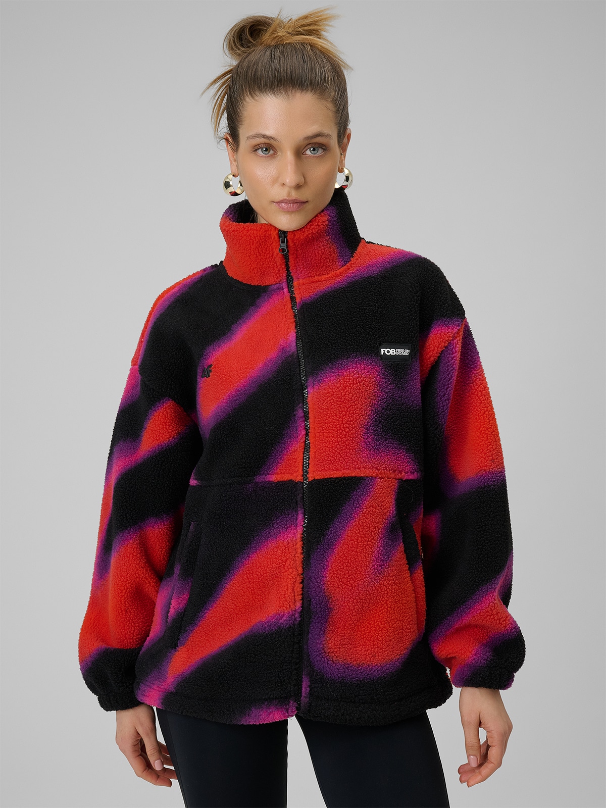 4F Polar loose bez kaptura damski - multikolor S