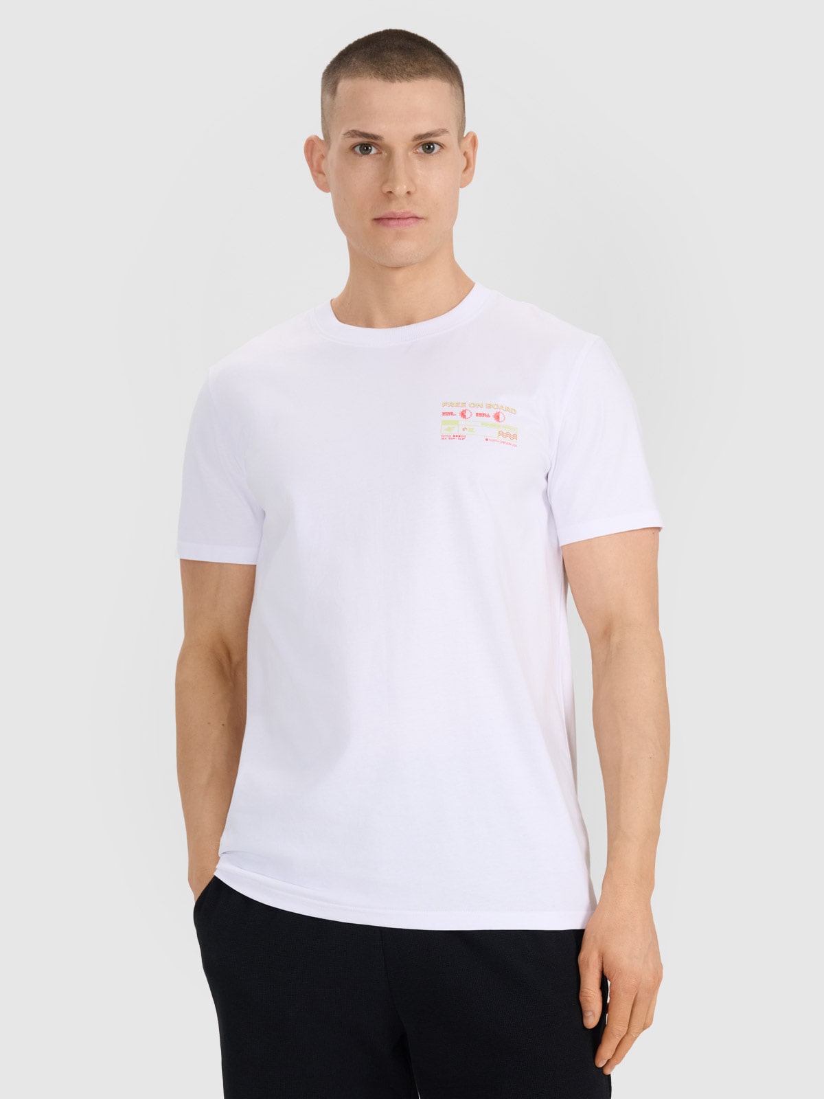 4F T-shirt regular z nadrukiem męski - biały XXL