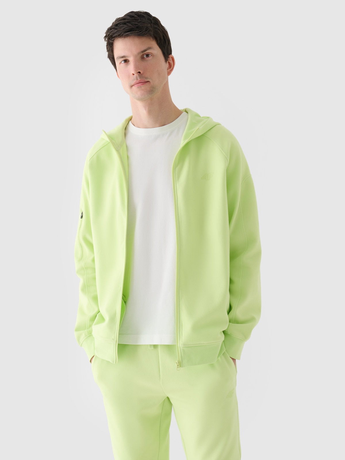 4F Bluza dresowa rozpinana z kapturem męska - zielona XL