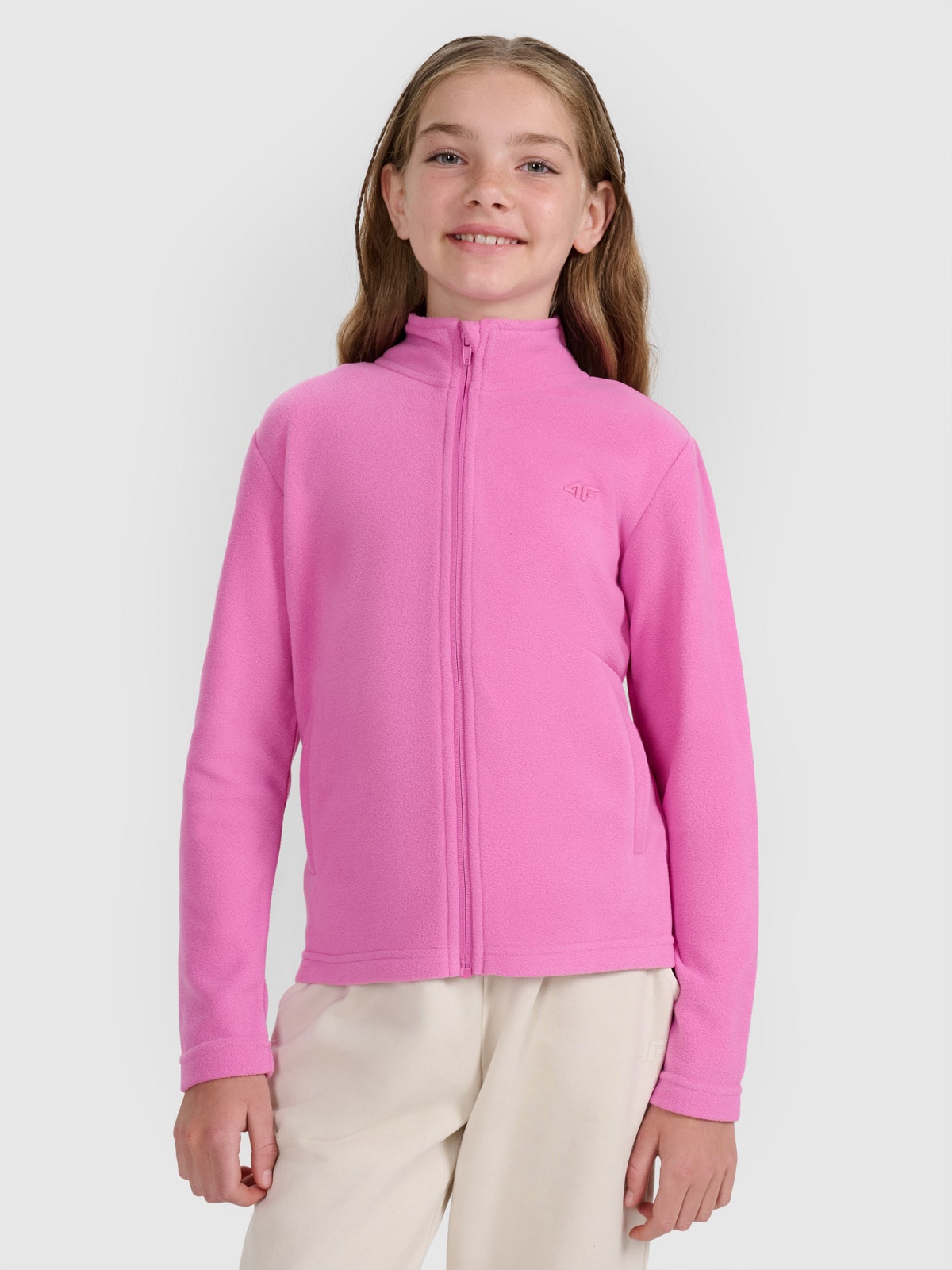 4F Polar ze stójką slim dziewczęcy - różowy 152 (11-12 lat)