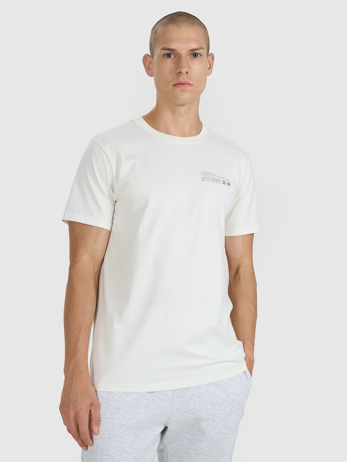 4F T-shirt regular z nadrukiem męski - biały XL