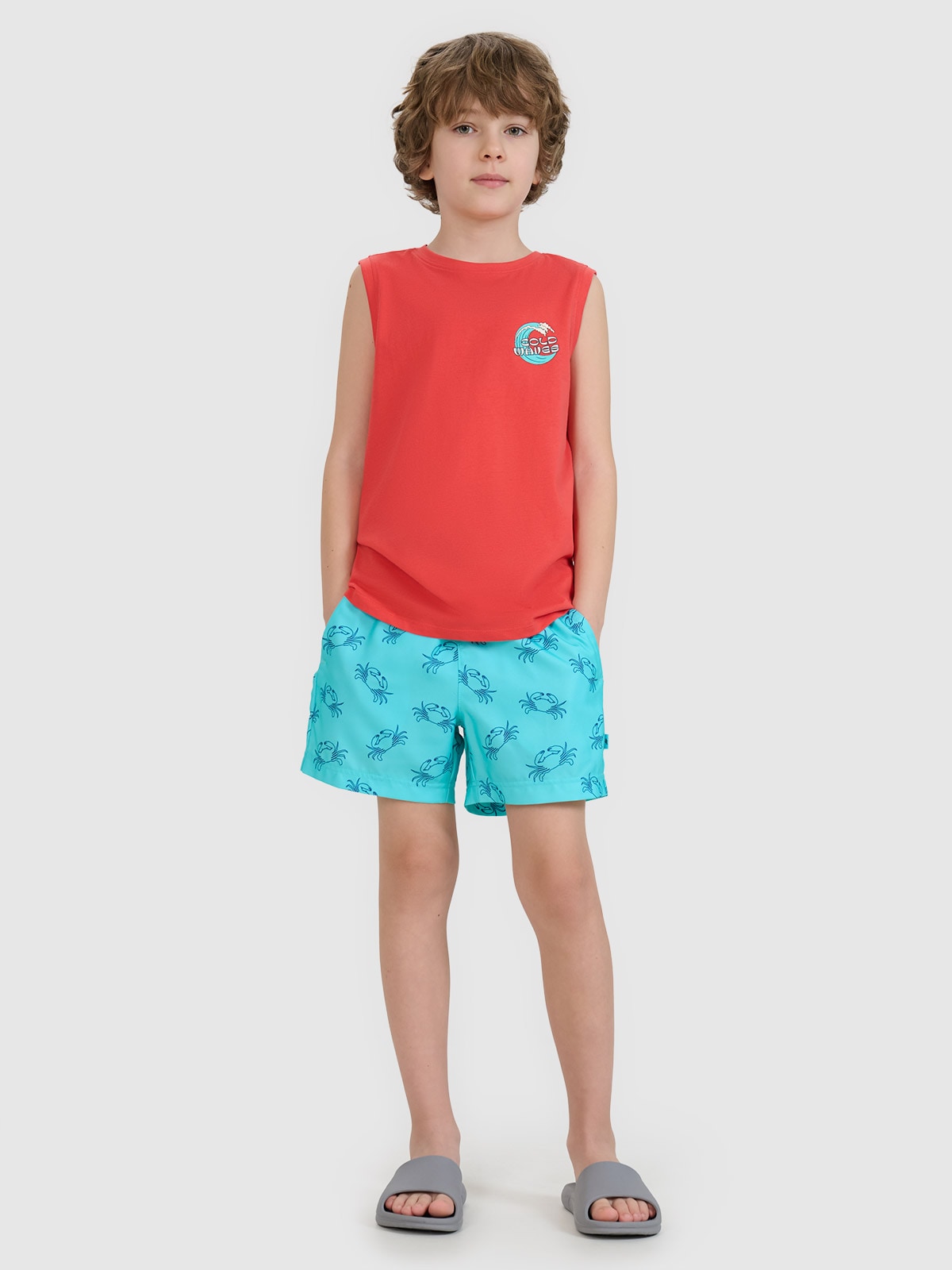 4F Spodenki plażowe boardshorty chłopięce - turkusowe 158/164 (12-14 lat)