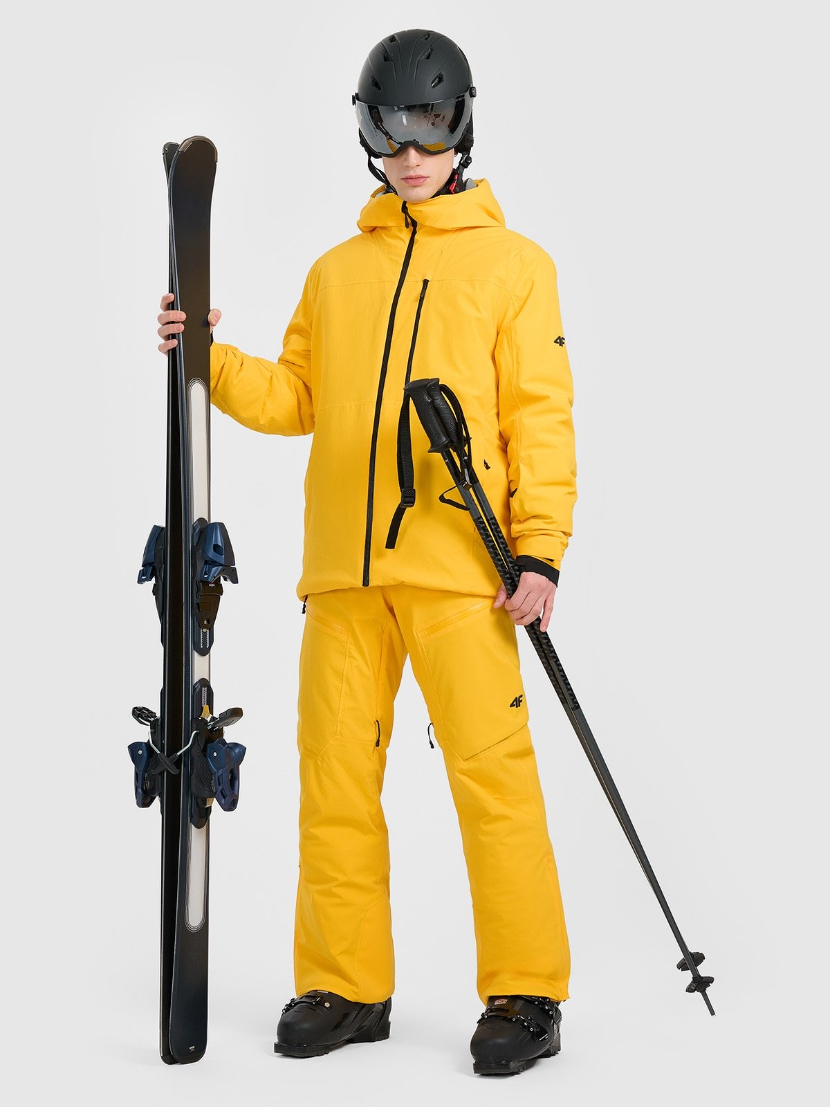 4F Spodnie narciarskie z szelkami membrana 15000 męskie - żółte L