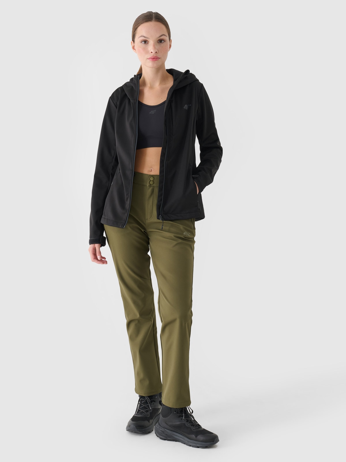 4F Spodnie trekkingowe softshell membrana 5000 damskie - khaki M