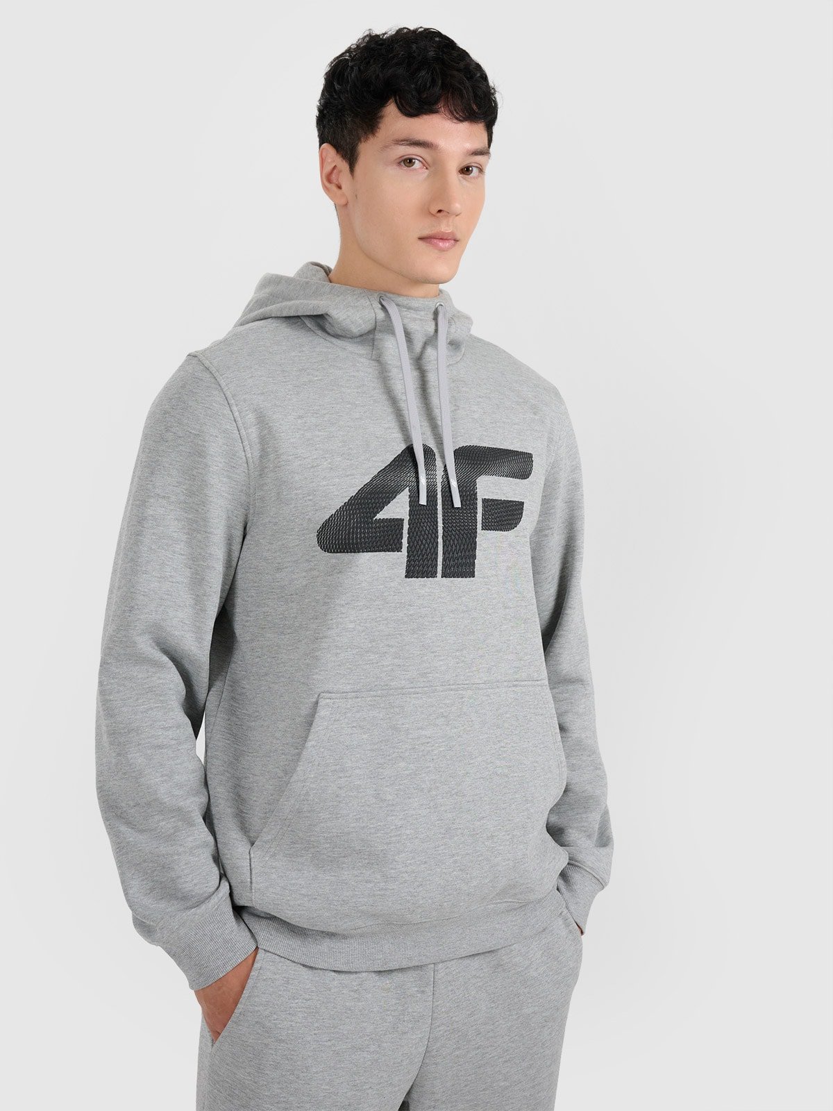 4F Bluza dresowa nierozpinana z kapturem męska - szara M