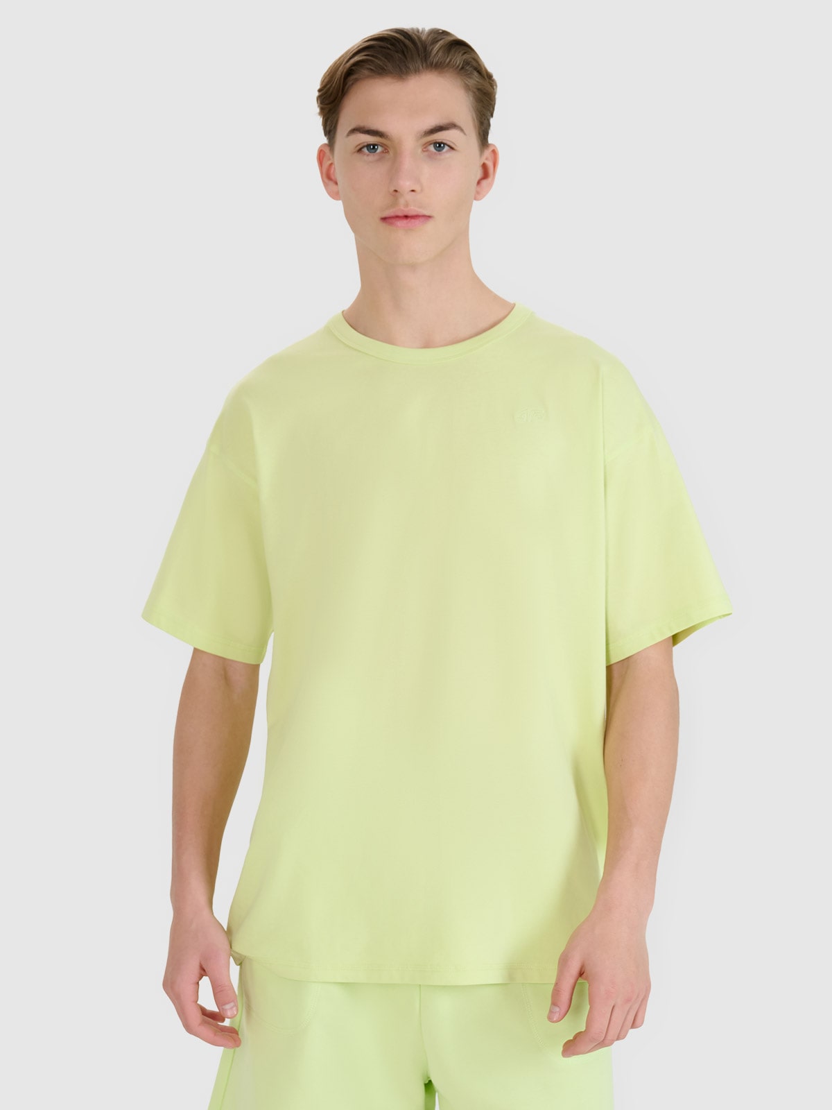 4F T-shirt oversize gładki uniseks - zielony S
