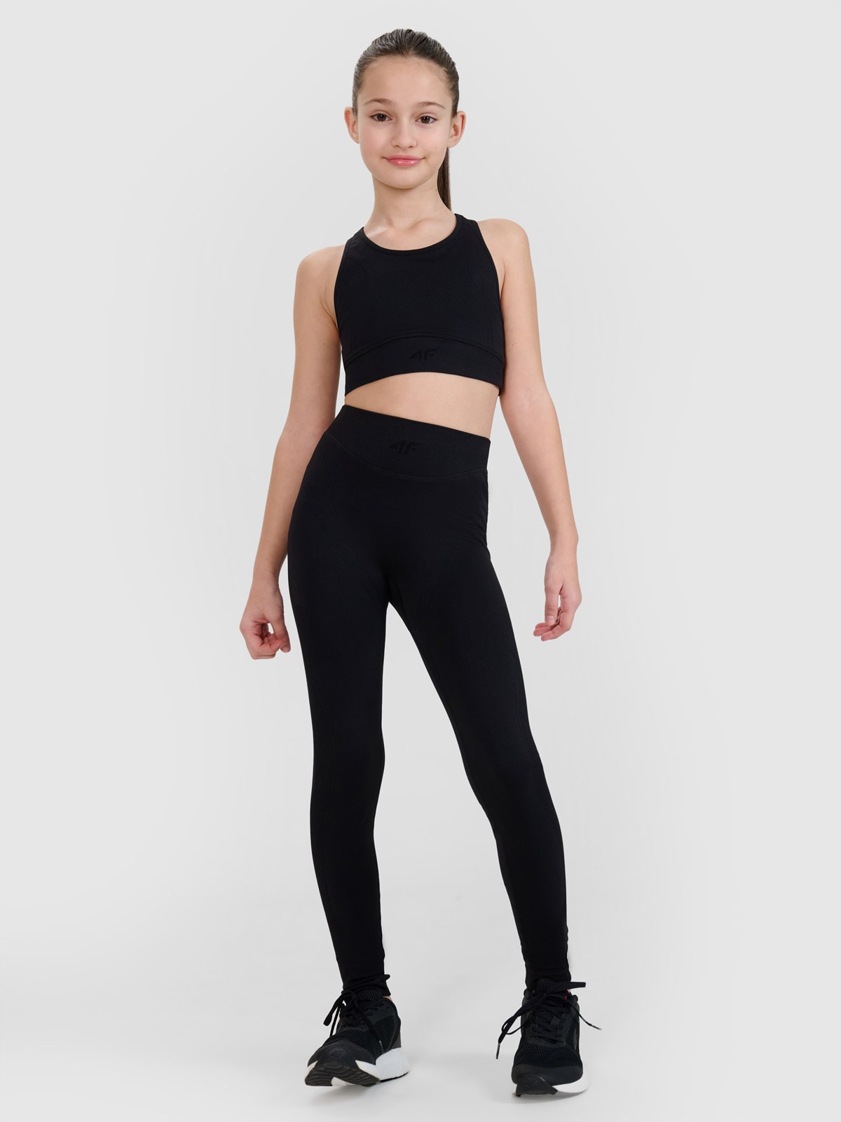 4F Legginsy sportowe szybkoschnące dziewczęce 4F JUNIOR x Anna Lewandowska - czarne 164 (13-14 lat)
