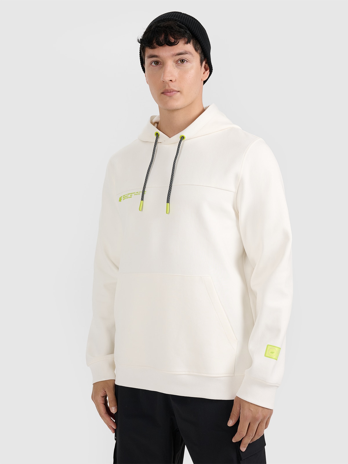 4F Bluza dresowa nierozpinana z kapturem męska - biała XL