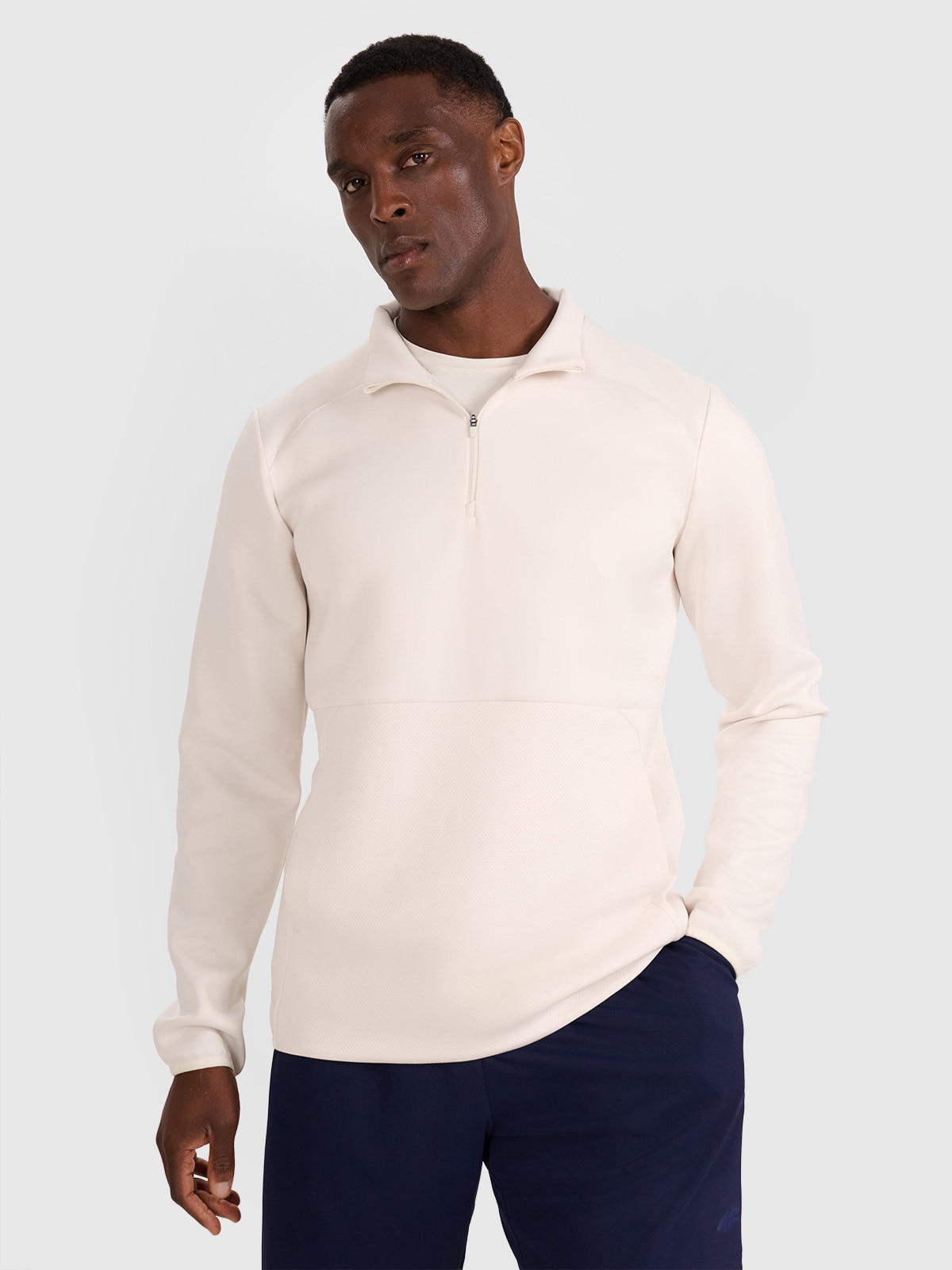 4F Bluza treningowa regular szybkoschnąca męska - biała S