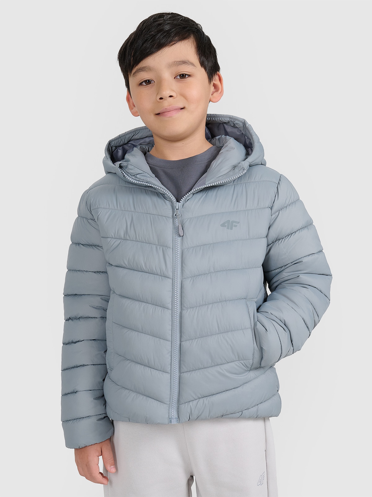 4F Kurtka puchowa z wypełnieniem syntetycznym chłopięca - szara 152 (11-12 lat)