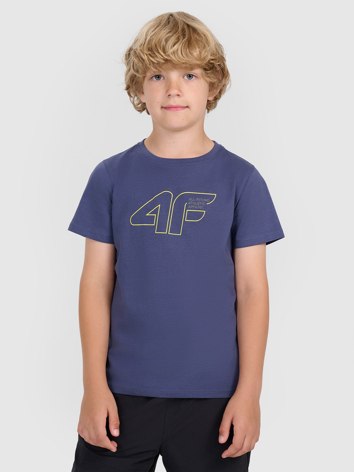 4F T-shirt regular z nadrukiem chłopięcy - granatowy 158 (12-13 lat)