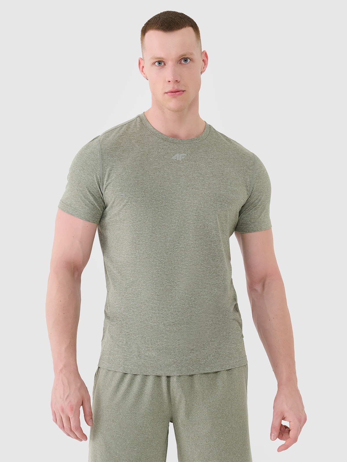 4F Koszulka treningowa szybkoschnąca męska - oliwkowa/khaki M