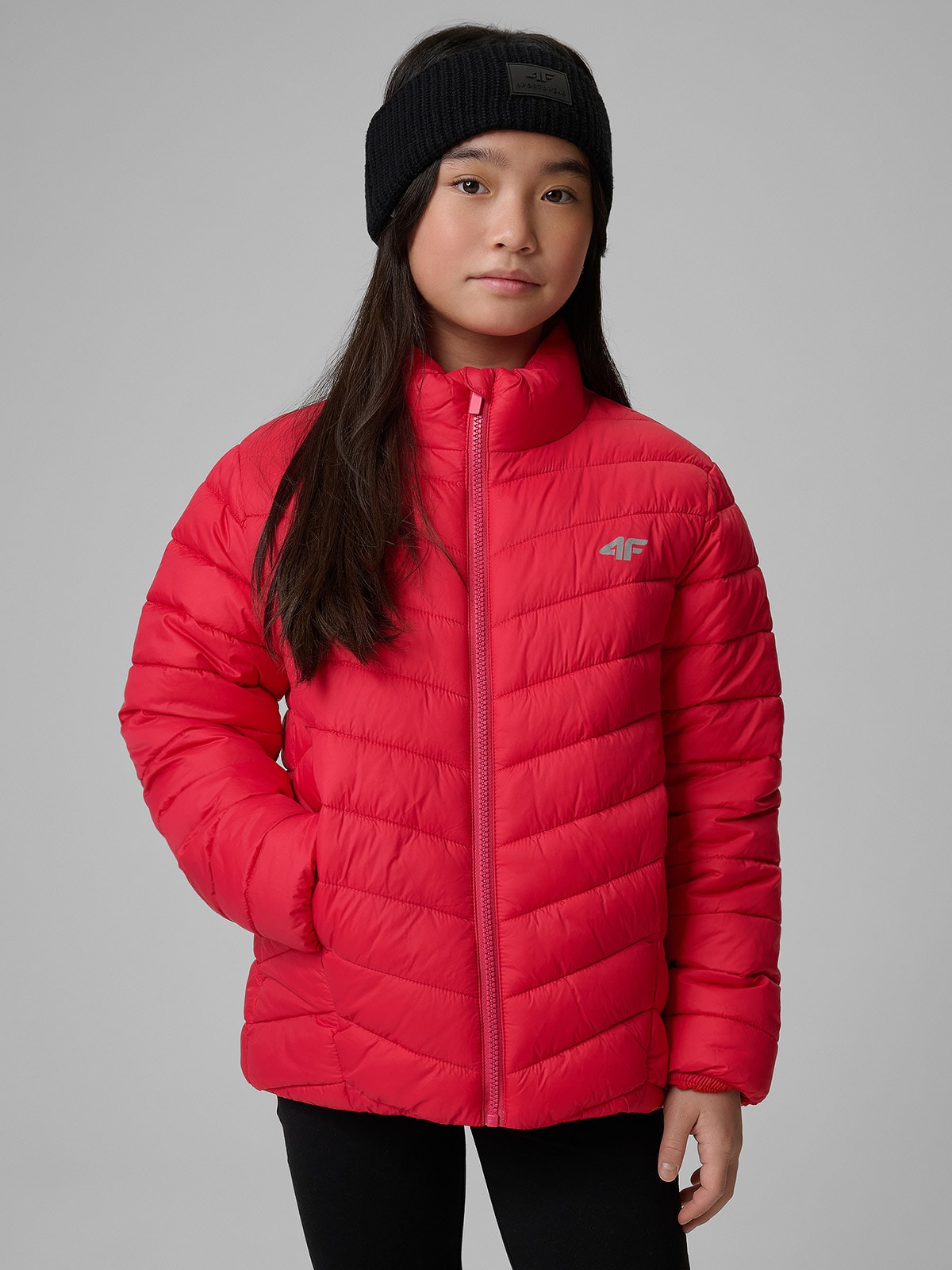 4F Kurtka z wypełnieniem syntetycznym dziewczęca - różowa 146 (10-11 lat)
