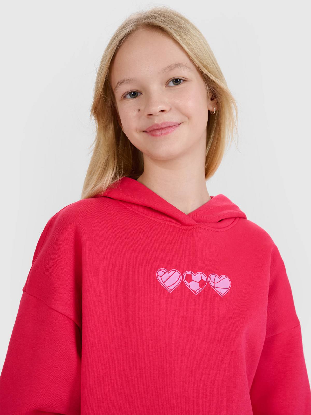 4F Bluza dresowa nierozpinana z kapturem dziewczęca - czerwona 146 (10-11 lat)