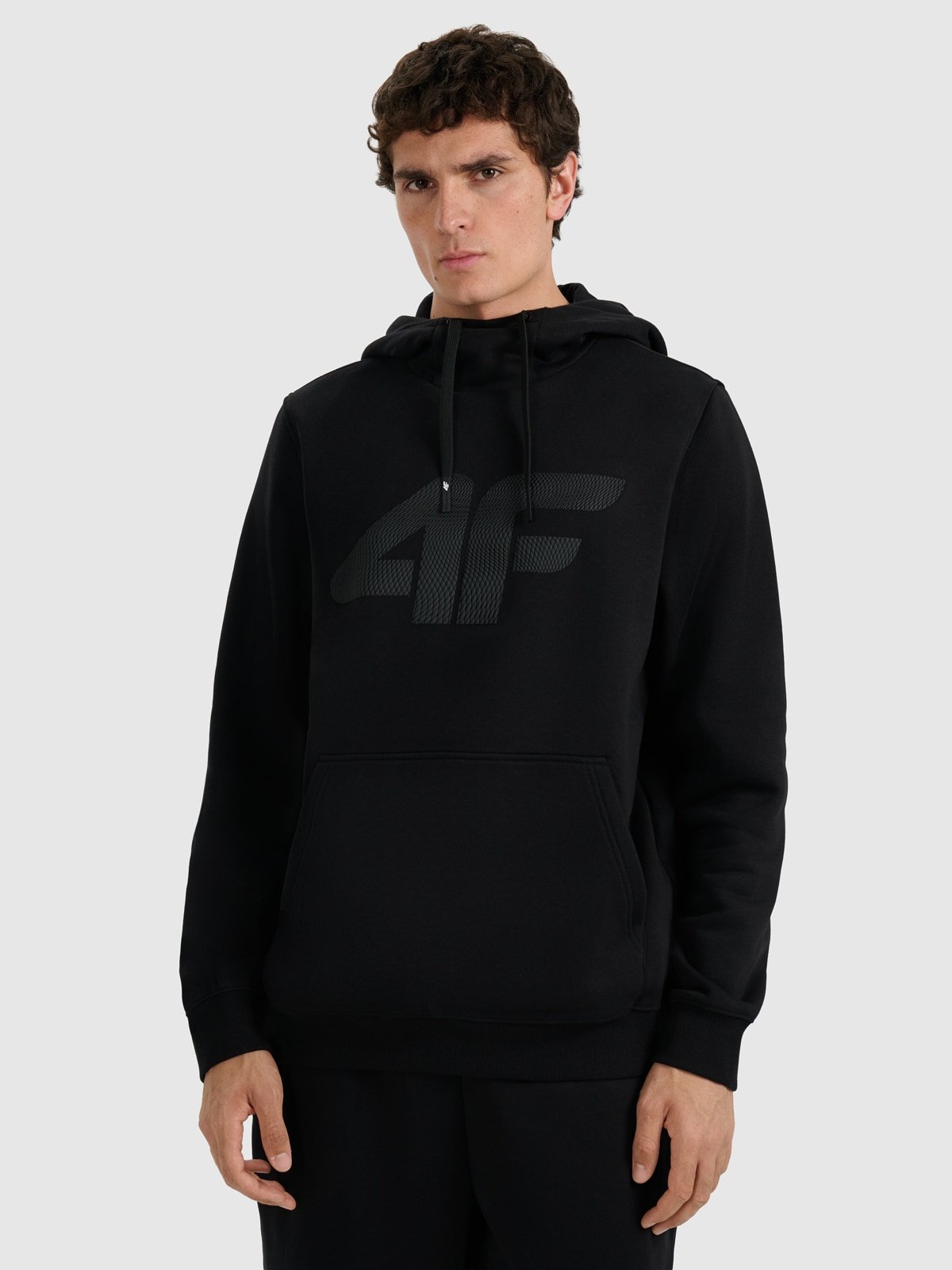 4F Bluza dresowa nierozpinana z kapturem męska - czarna 3XL