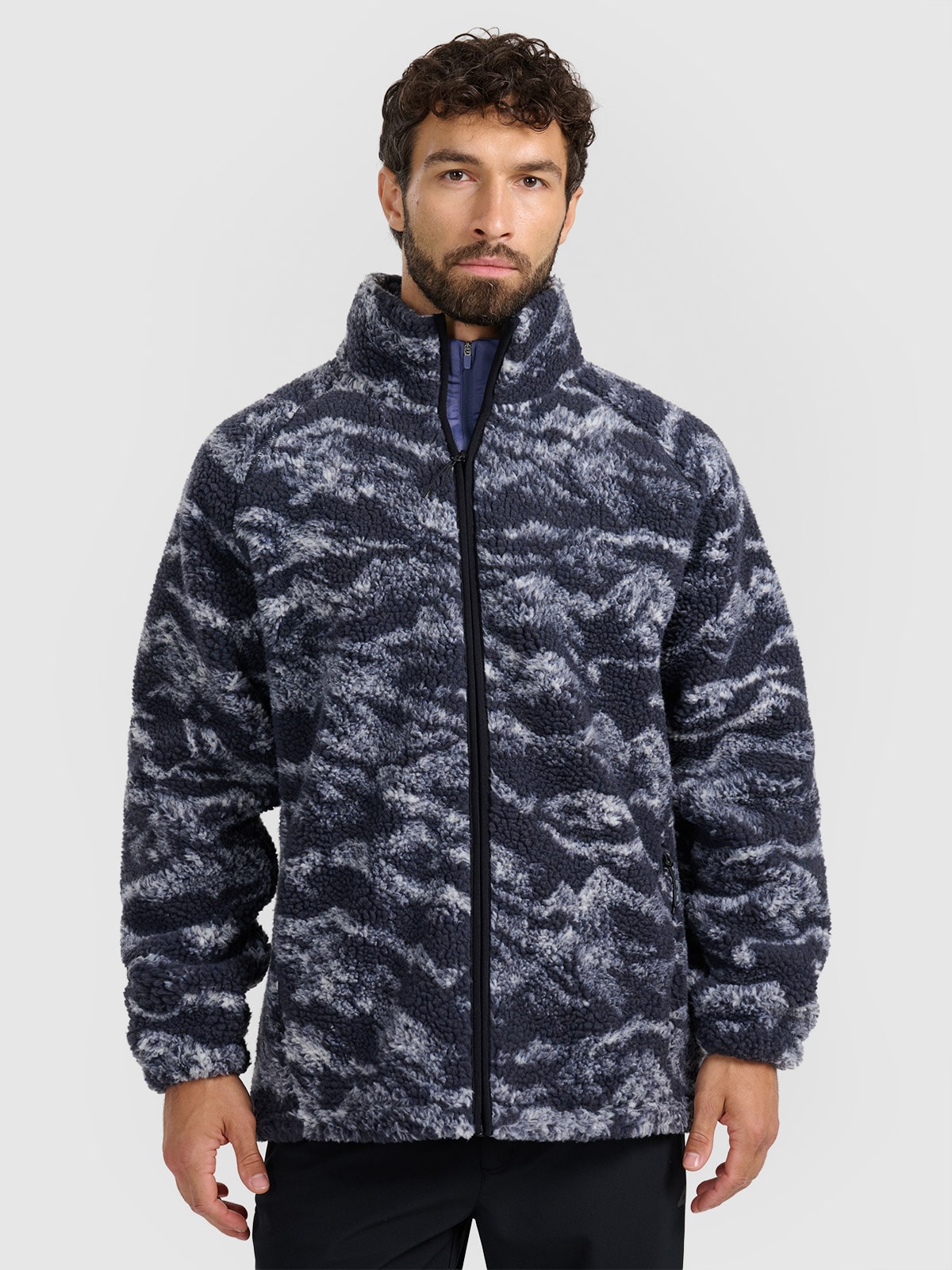 4F Polar sherpa oversize ze stójką uniseks - granatowy XS