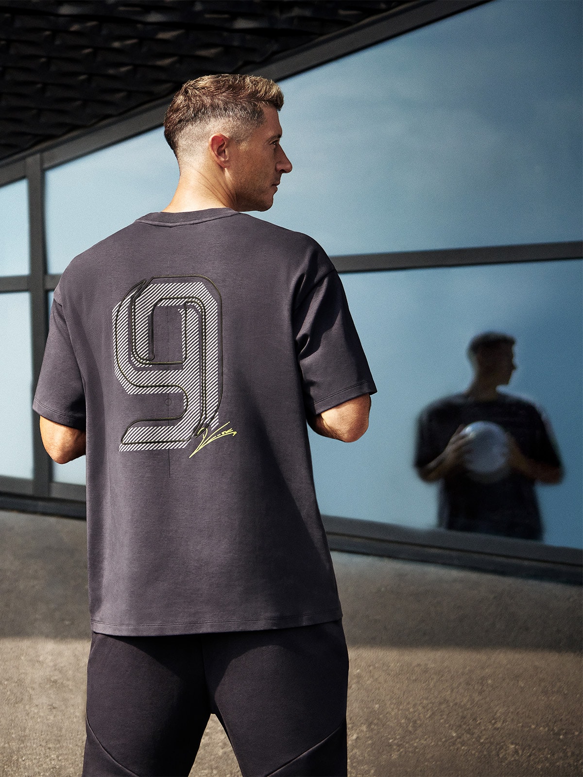 4F T-shirt oversize z nadrukiem męski 4F x Robert Lewandowski - szary S