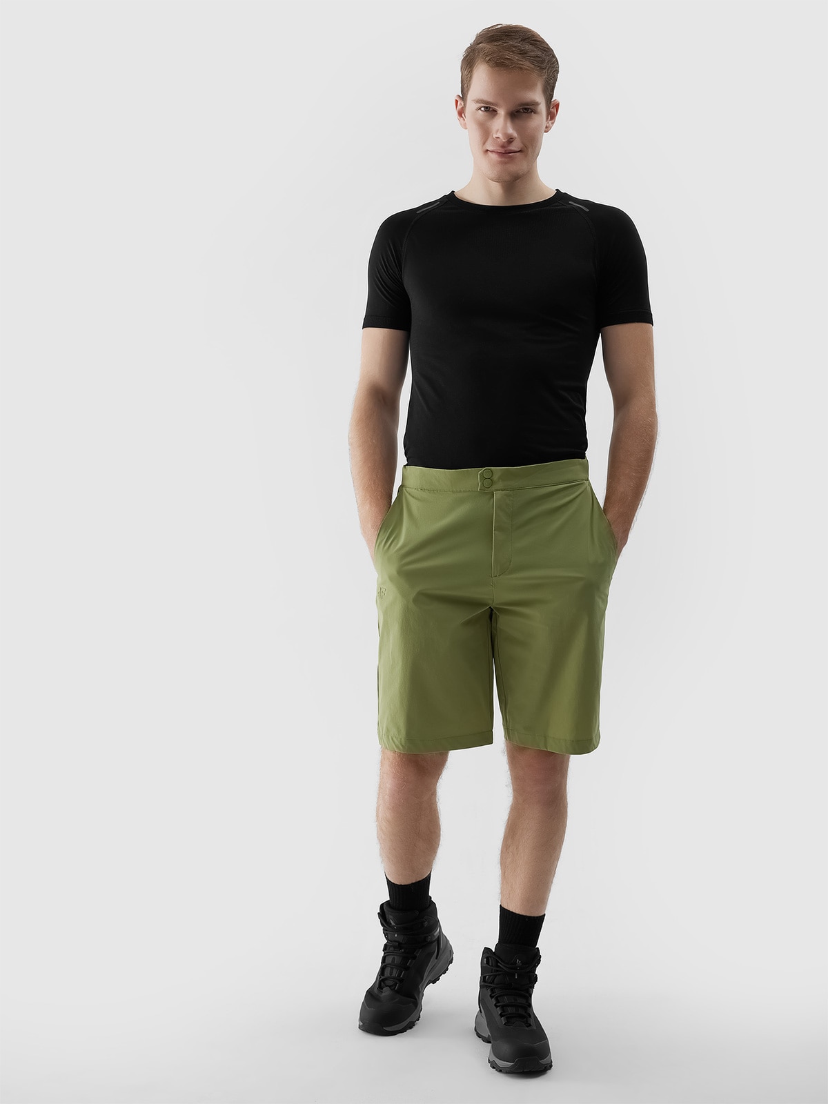 4F Spodenki trekkingowe 4Way Stretch męskie - oliwkowe L