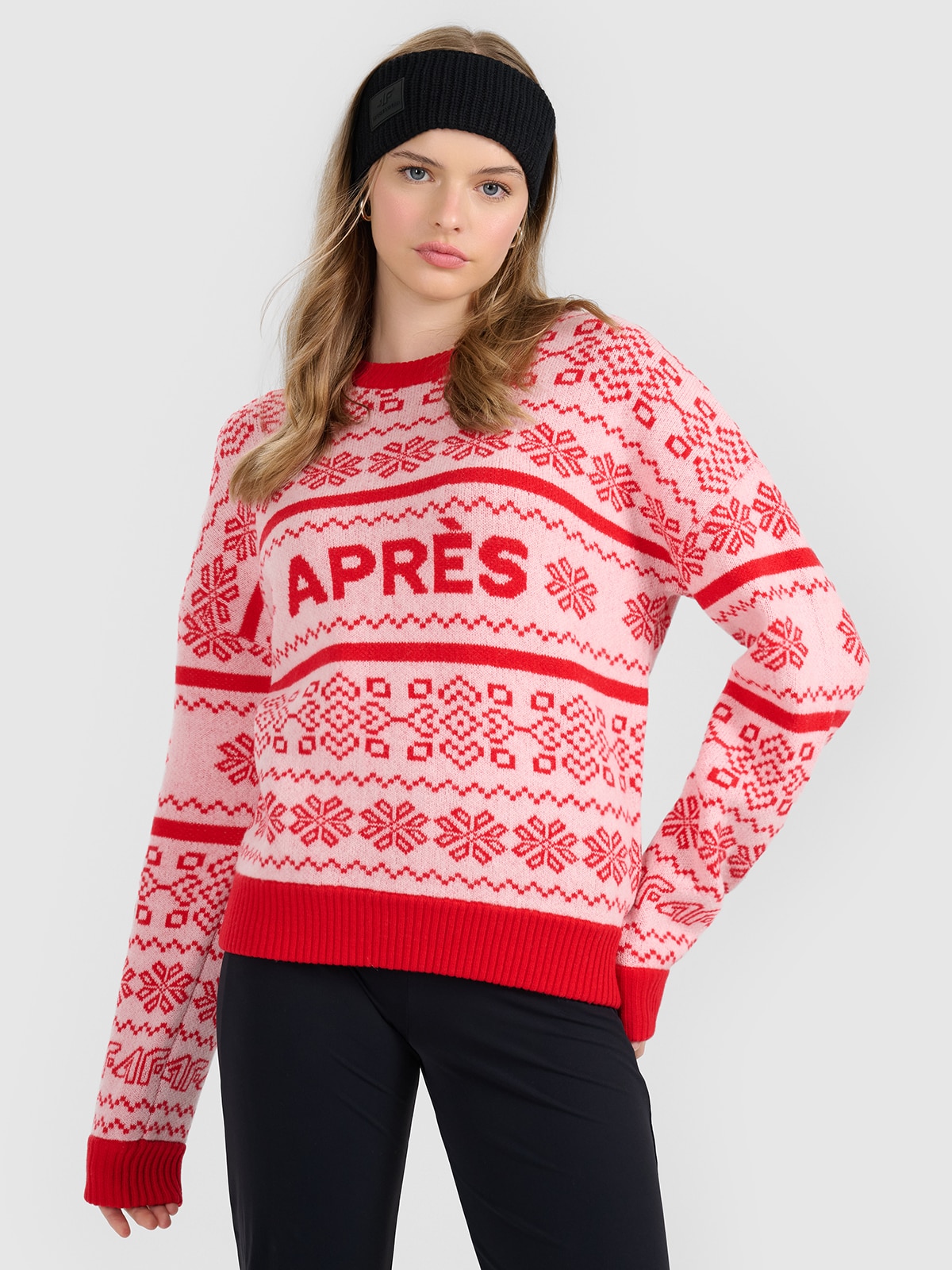 4F Sweter z wełną damski - czerwony S