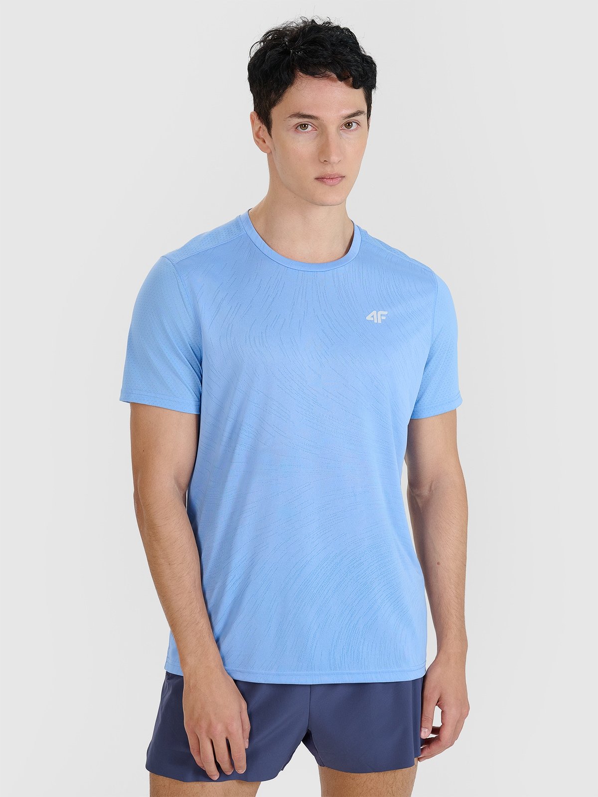 4F Koszulka do biegania regular szybkoschnąca męska - niebieska S