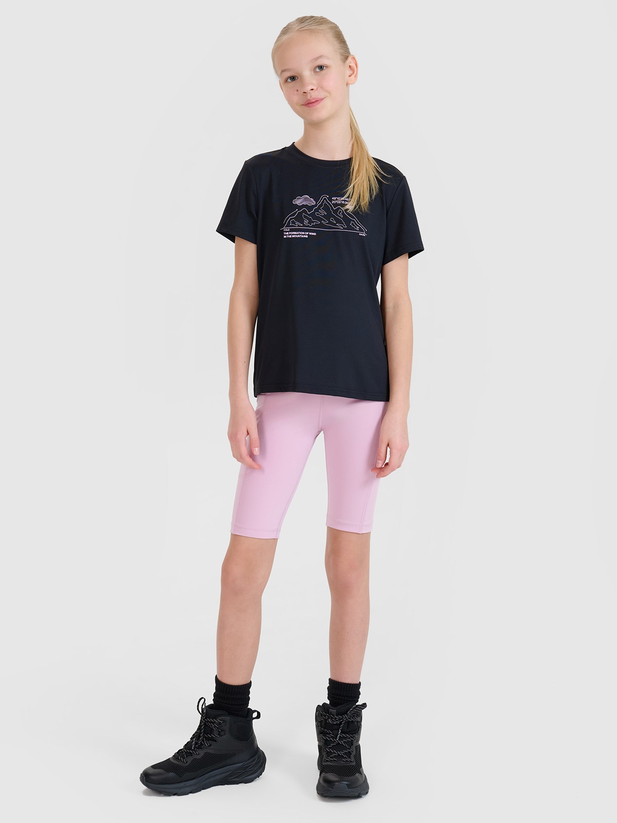 4F Legginsy kolarki trekkingowe szybkoschnące dziewczęce - różowe 134/140 (8-10 lat)