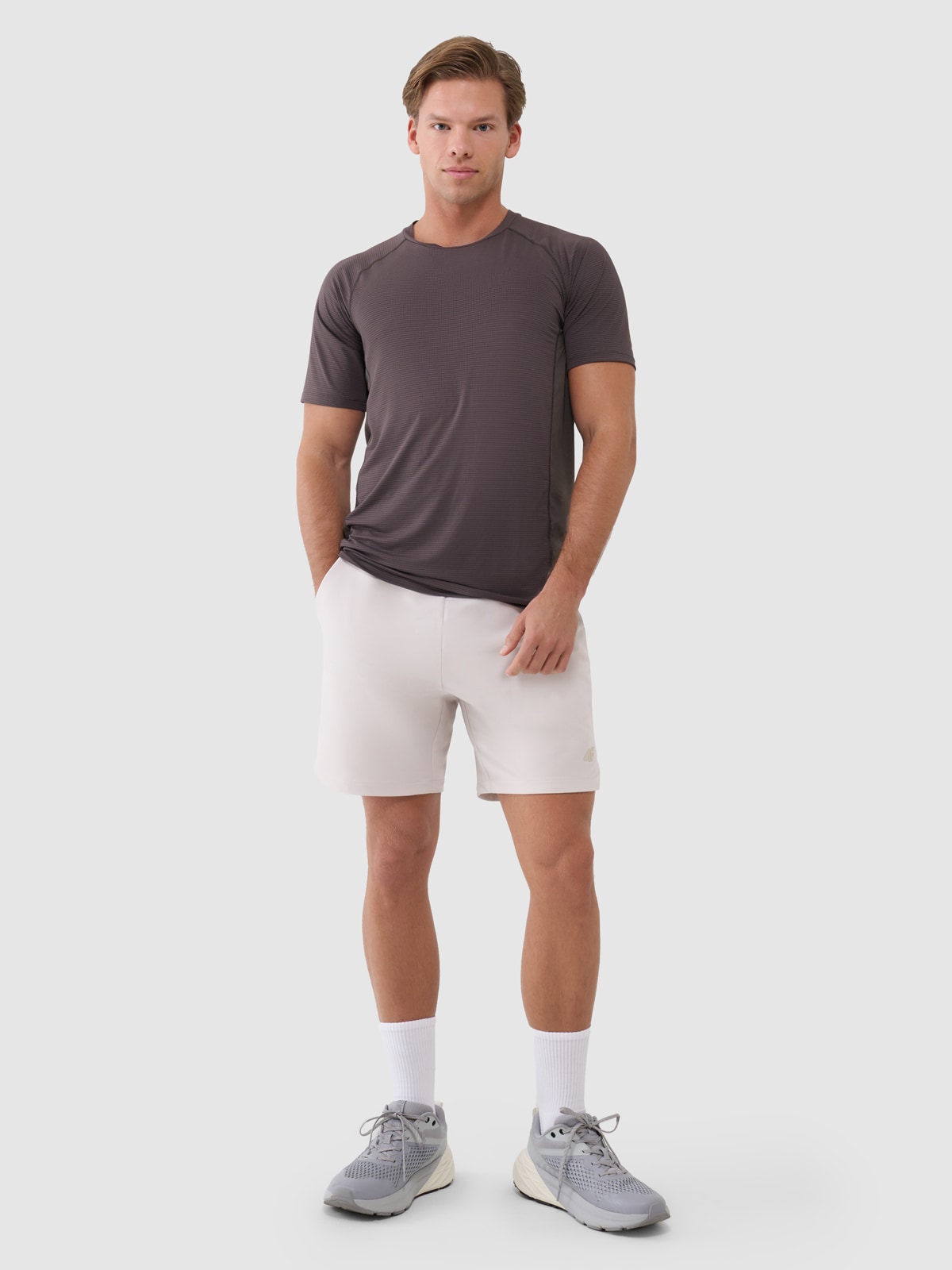 4F Spodenki treningowe szybkoschnące męskie - beżowe XXL