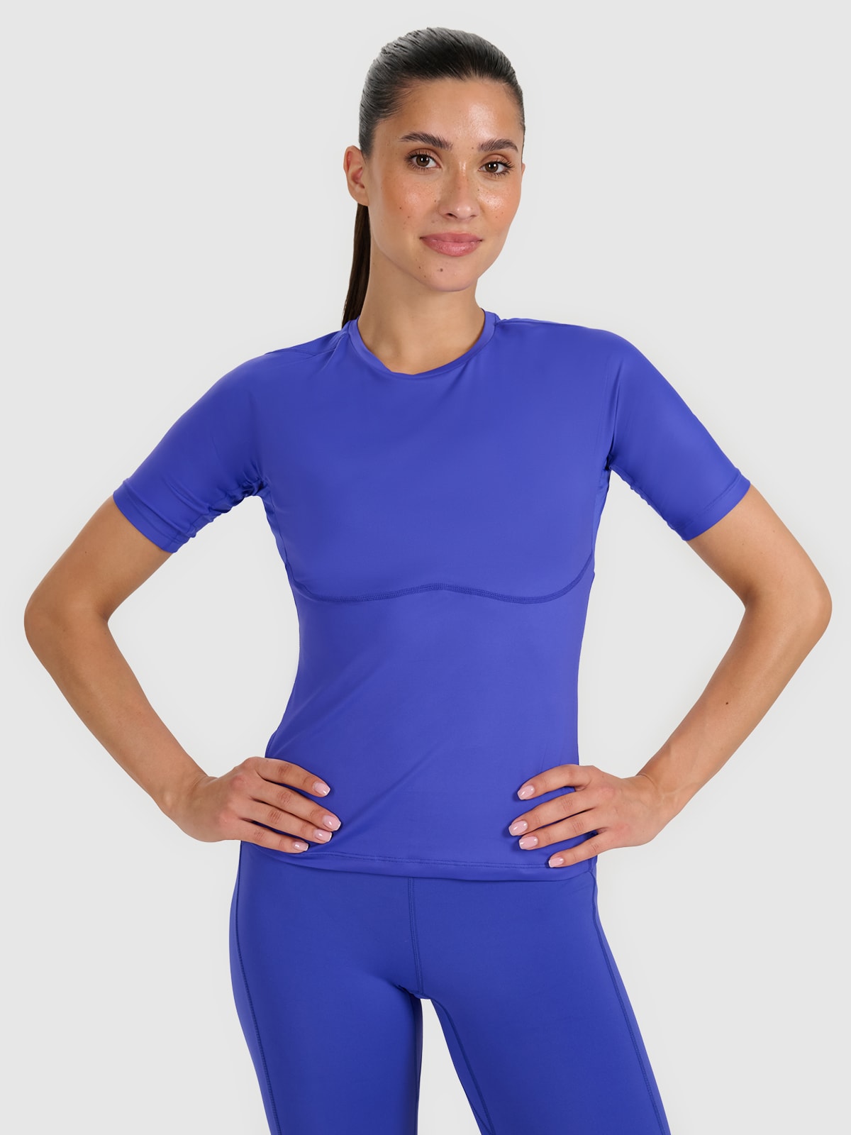 4F Koszulka treningowa slim szybkoschnąca damska - niebieska S