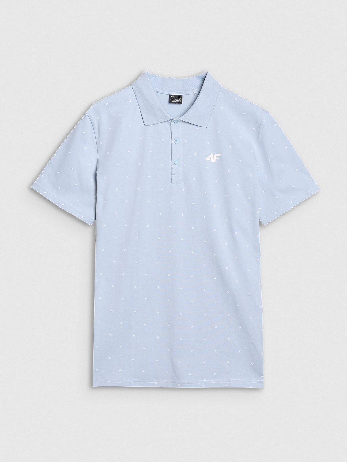 4F Koszulka polo regular z nadrukiem męska - niebieska M